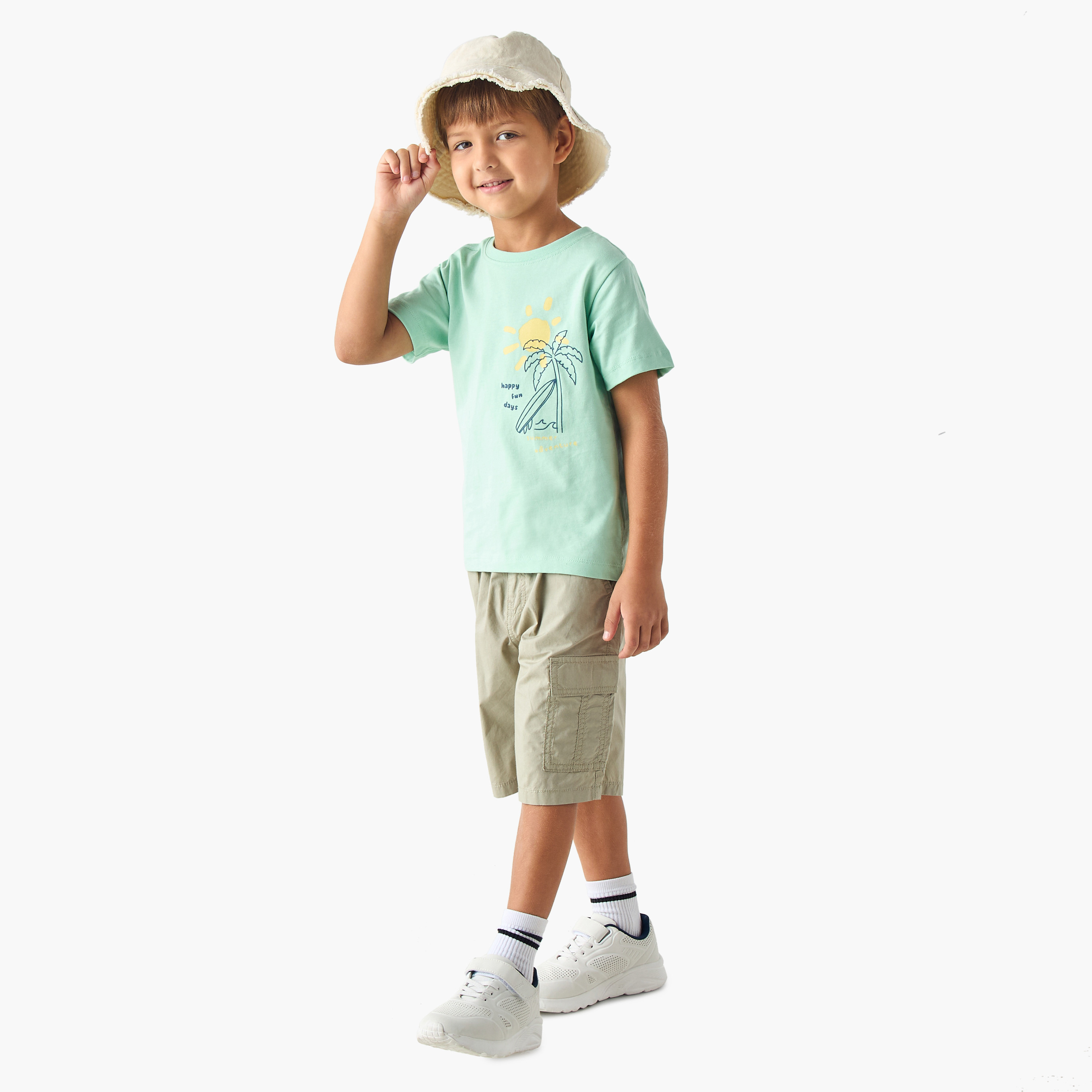 Juniors Tropical Print Crew Neck T-shirt with Short Sleeves-boys-clothing-tshirtsandpolos-image-2