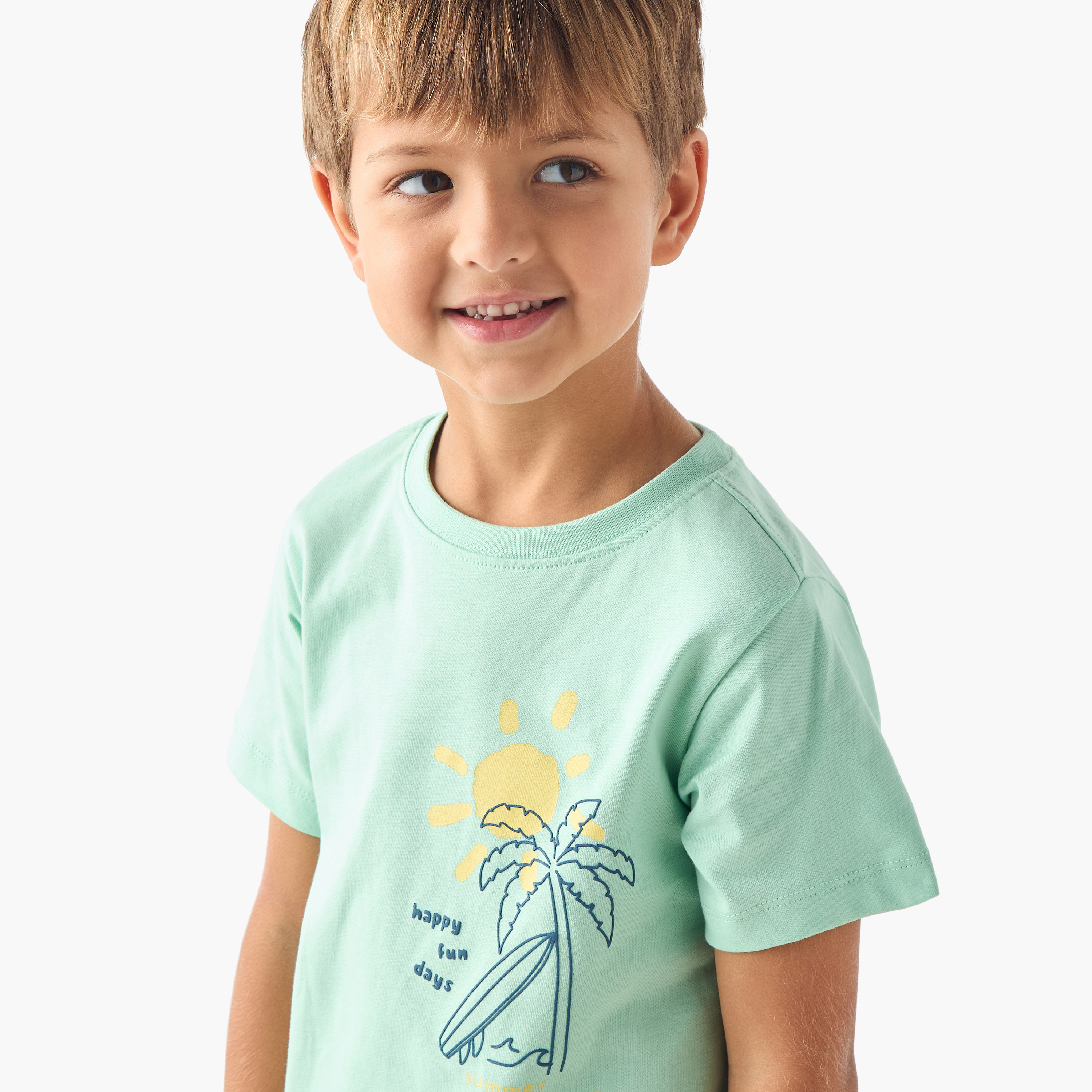 Juniors Tropical Print Crew Neck T-shirt with Short Sleeves-boys-clothing-tshirtsandpolos-image-4