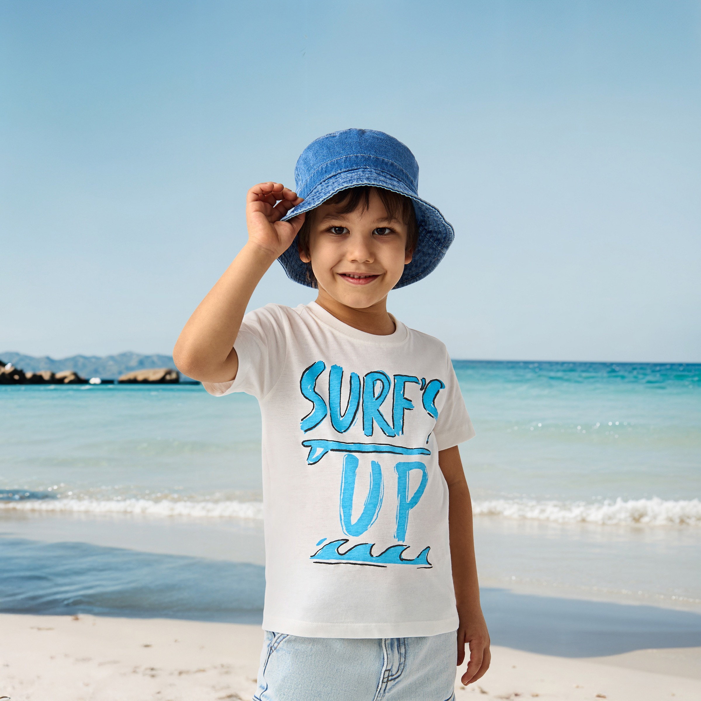 Juniors Typographic Print Crew Neck T-shirt with Short Sleeves-boys-clothing-tshirtsandpolos-image-1