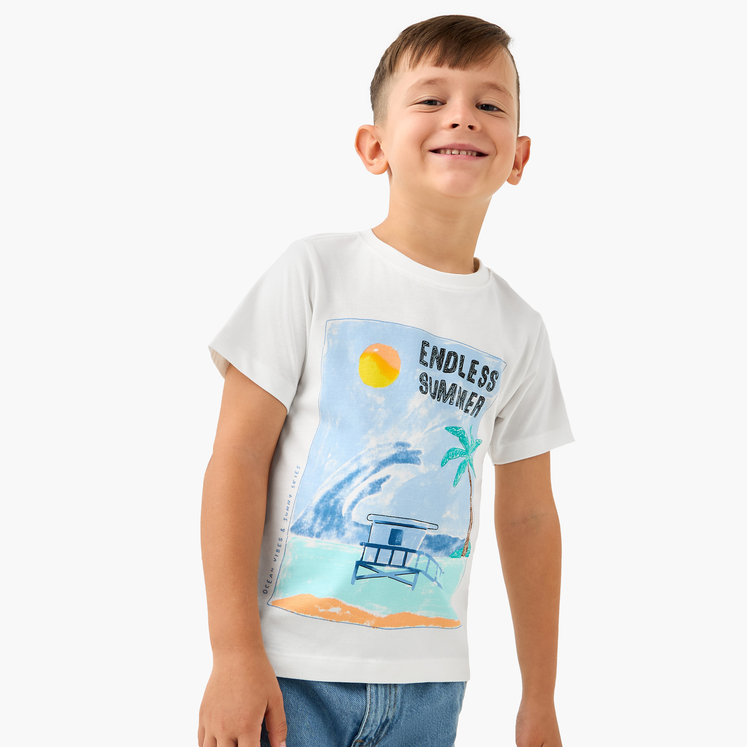 تيشيرت بياقة ضيقة وطبعات جرافيك من جونيورز-boys-clothing-tshirtsandpolos-image-1