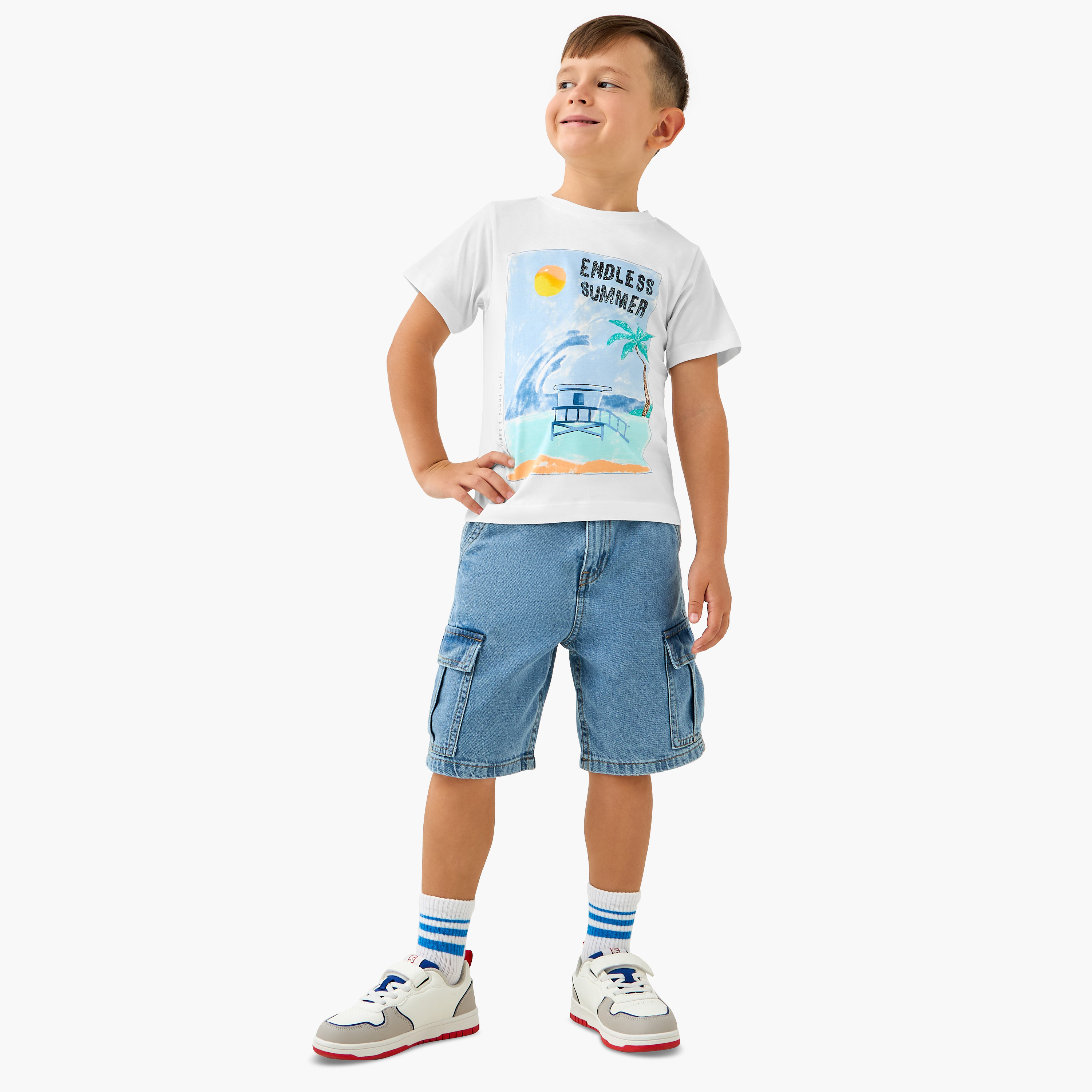 تيشيرت بياقة ضيقة وطبعات جرافيك من جونيورز-boys-clothing-tshirtsandpolos-image-2
