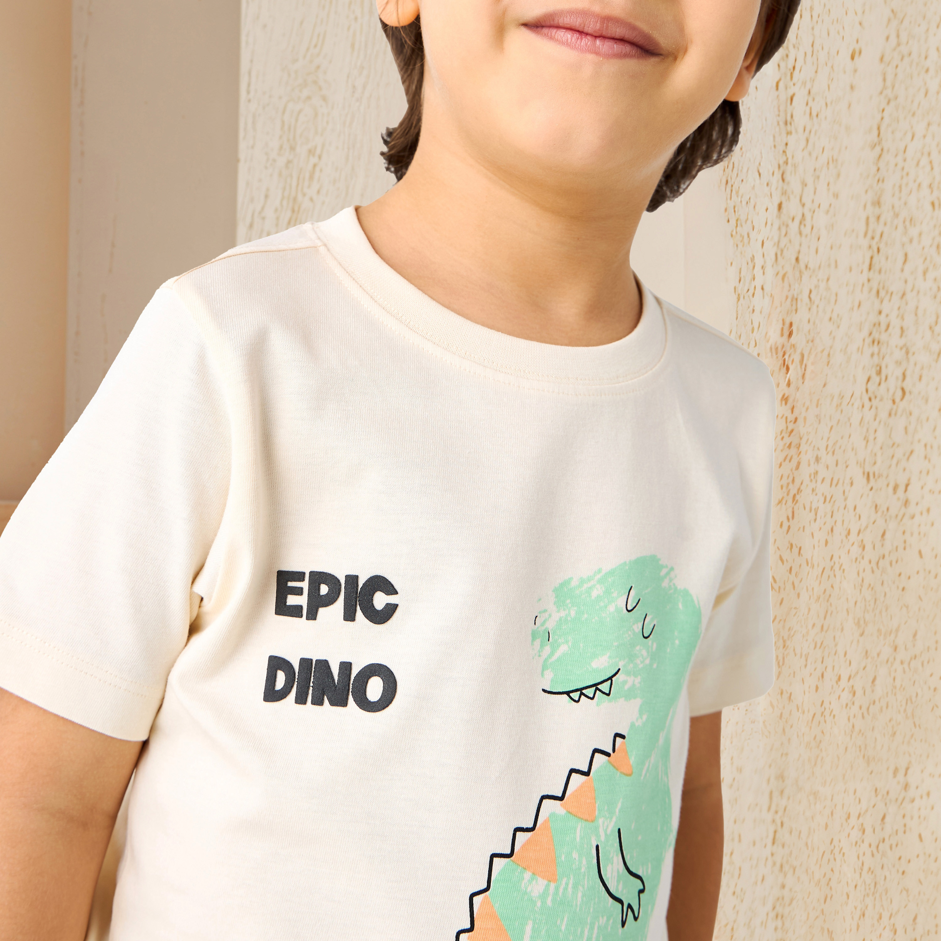 Juniors Dino Print Crew Neck T-shirt with Short Sleeves-boys-clothing-tshirtsandpolos-image-4