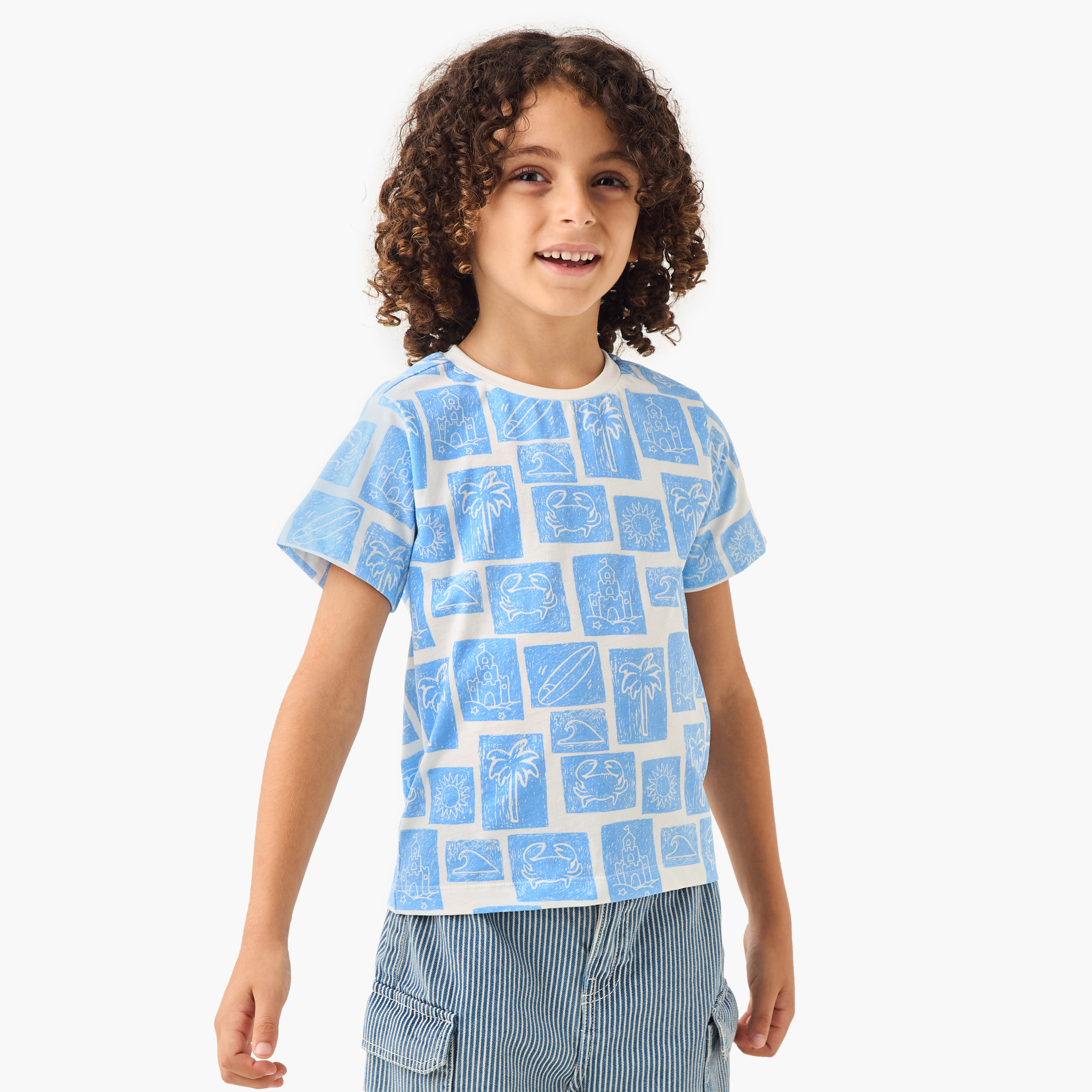 Juniors All-Over Print T-shirt with Short Sleeves-boys-clothing-tshirtsandpolos-image-1