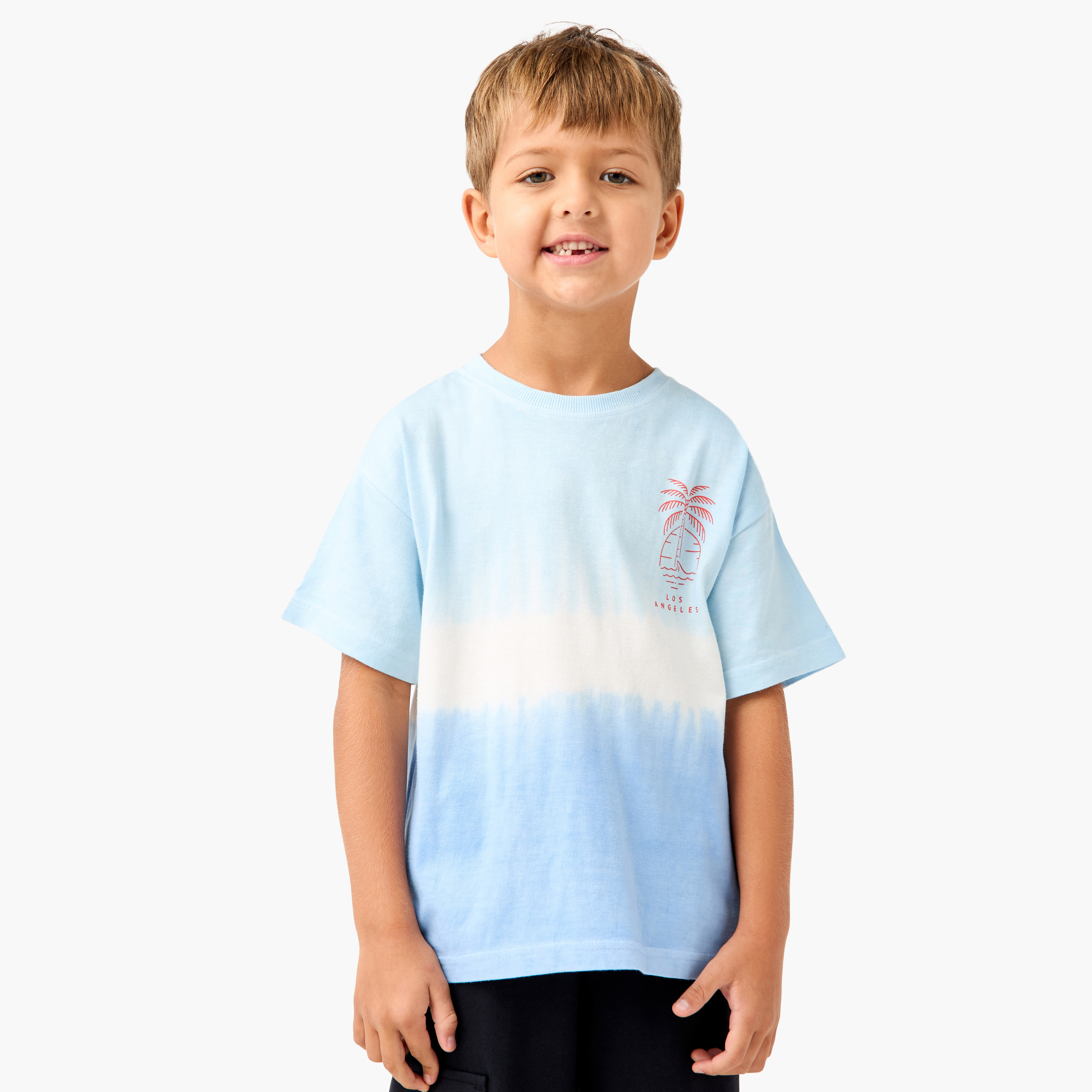Juniors Graphic Print Crew Neck T-shirt with Short Sleeves-boys-clothing-tshirtsandpolos-image-2