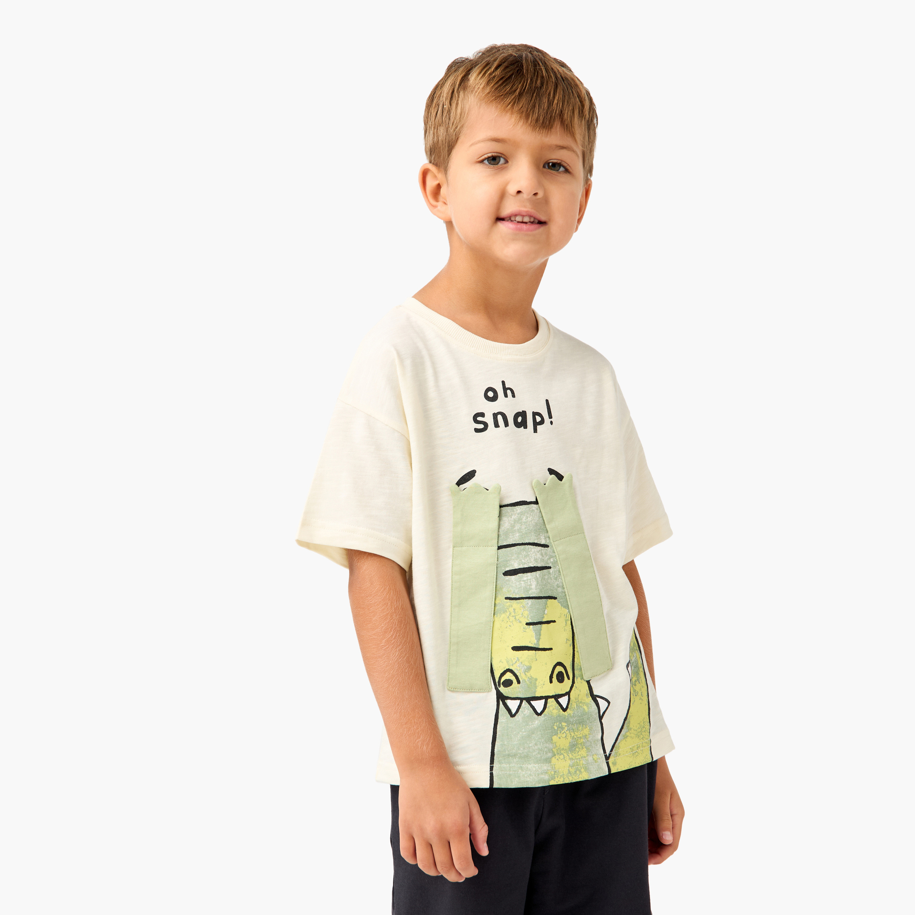Juniors Graphic Print Crew Neck T-shirt with Short Sleeves-boys-clothing-tshirtsandpolos-image-1