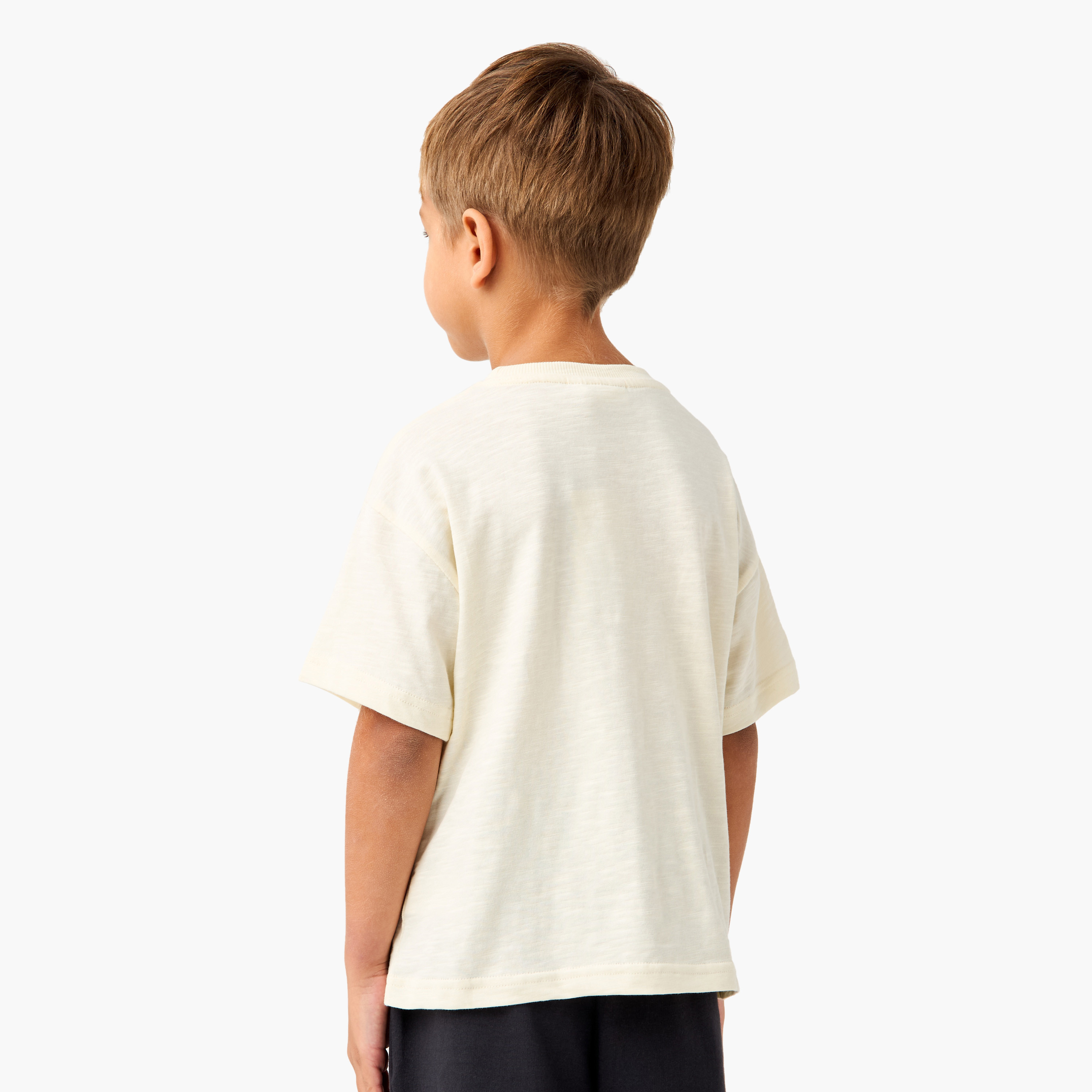 Juniors Graphic Print Crew Neck T-shirt with Short Sleeves-boys-clothing-tshirtsandpolos-image-3