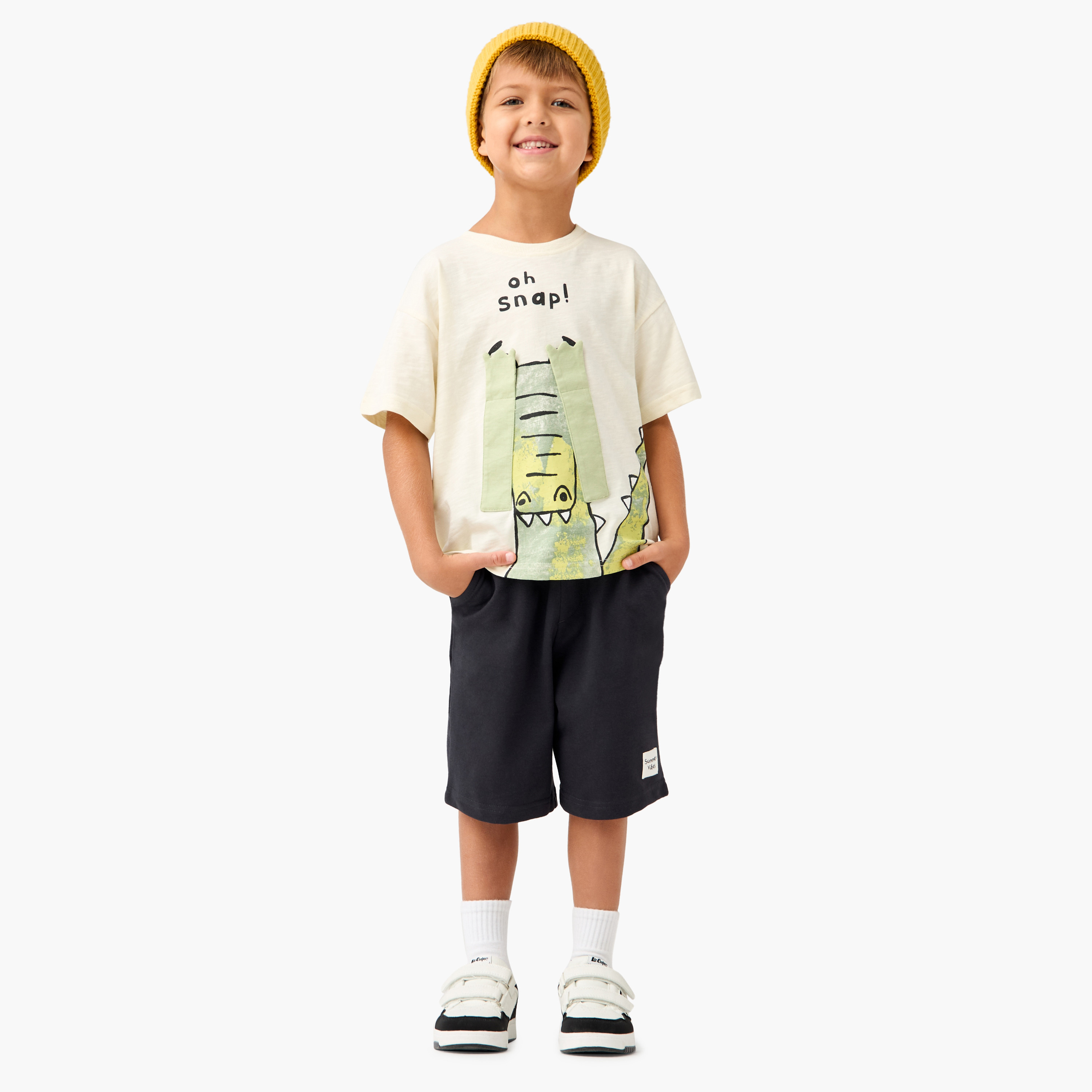 Juniors Graphic Print Crew Neck T-shirt with Short Sleeves-boys-clothing-tshirtsandpolos-image-4
