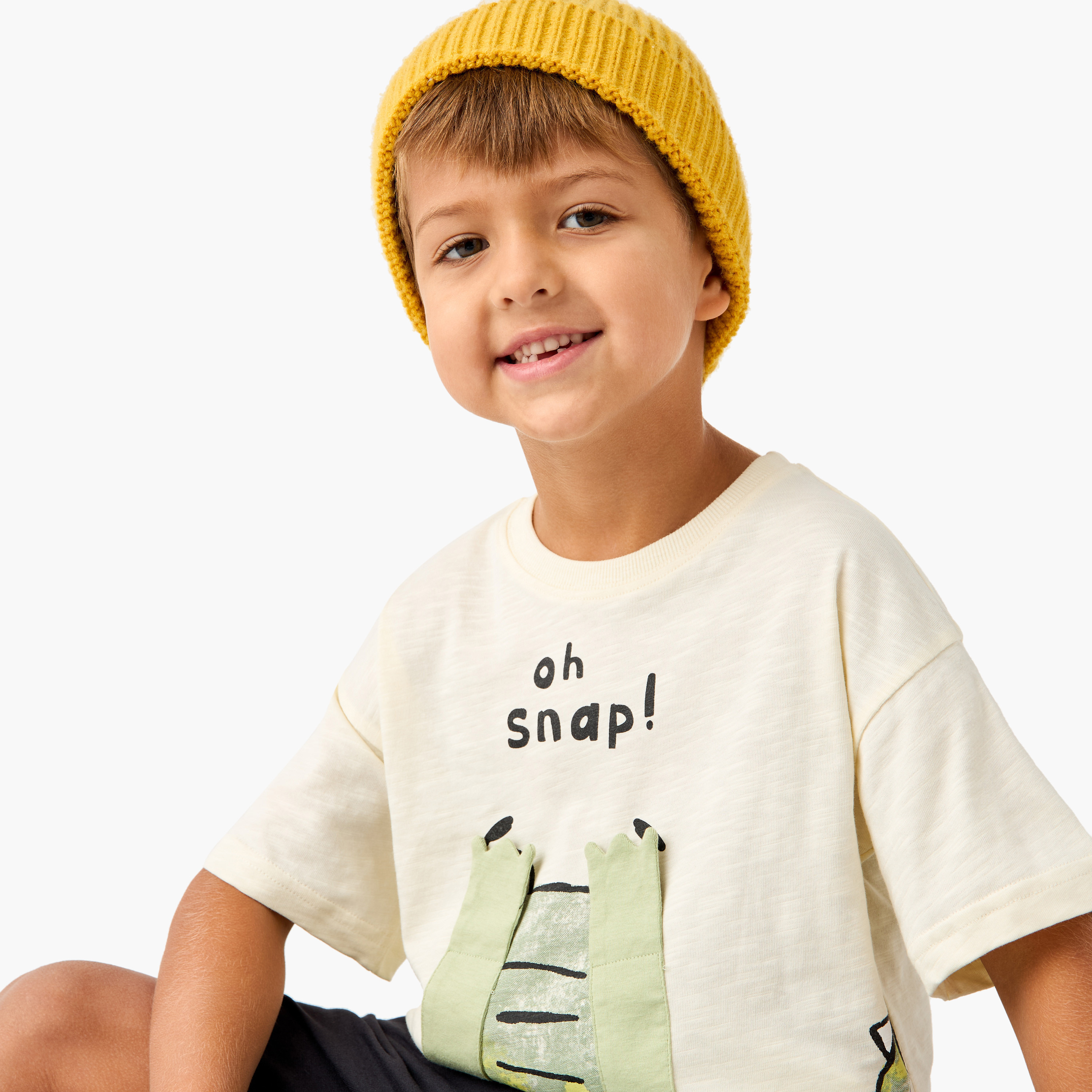 Juniors Graphic Print Crew Neck T-shirt with Short Sleeves-boys-clothing-tshirtsandpolos-image-5
