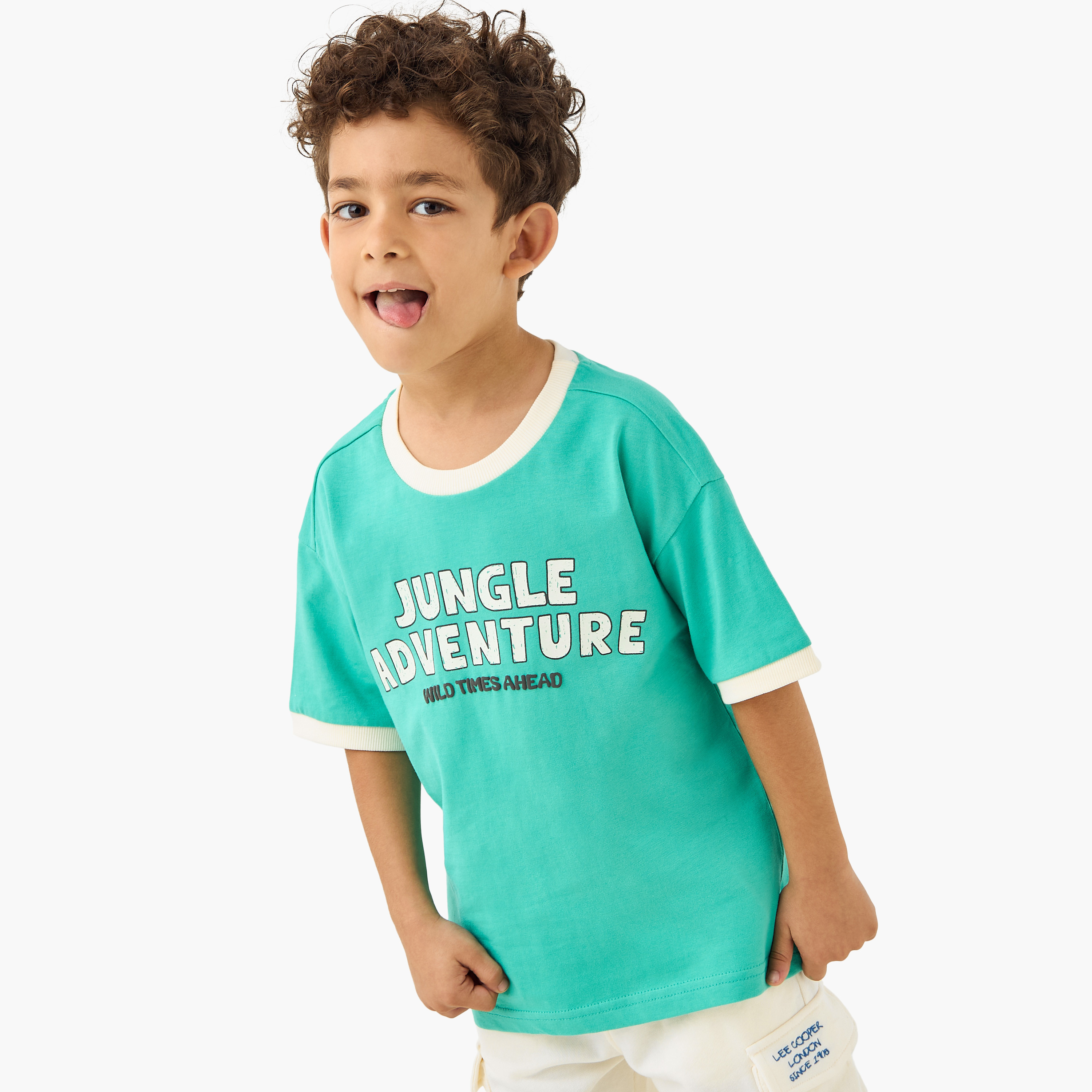 Juniors Graphic Print Crew Neck T-shirt with Short Sleeves-boys-clothing-tshirtsandpolos-image-1