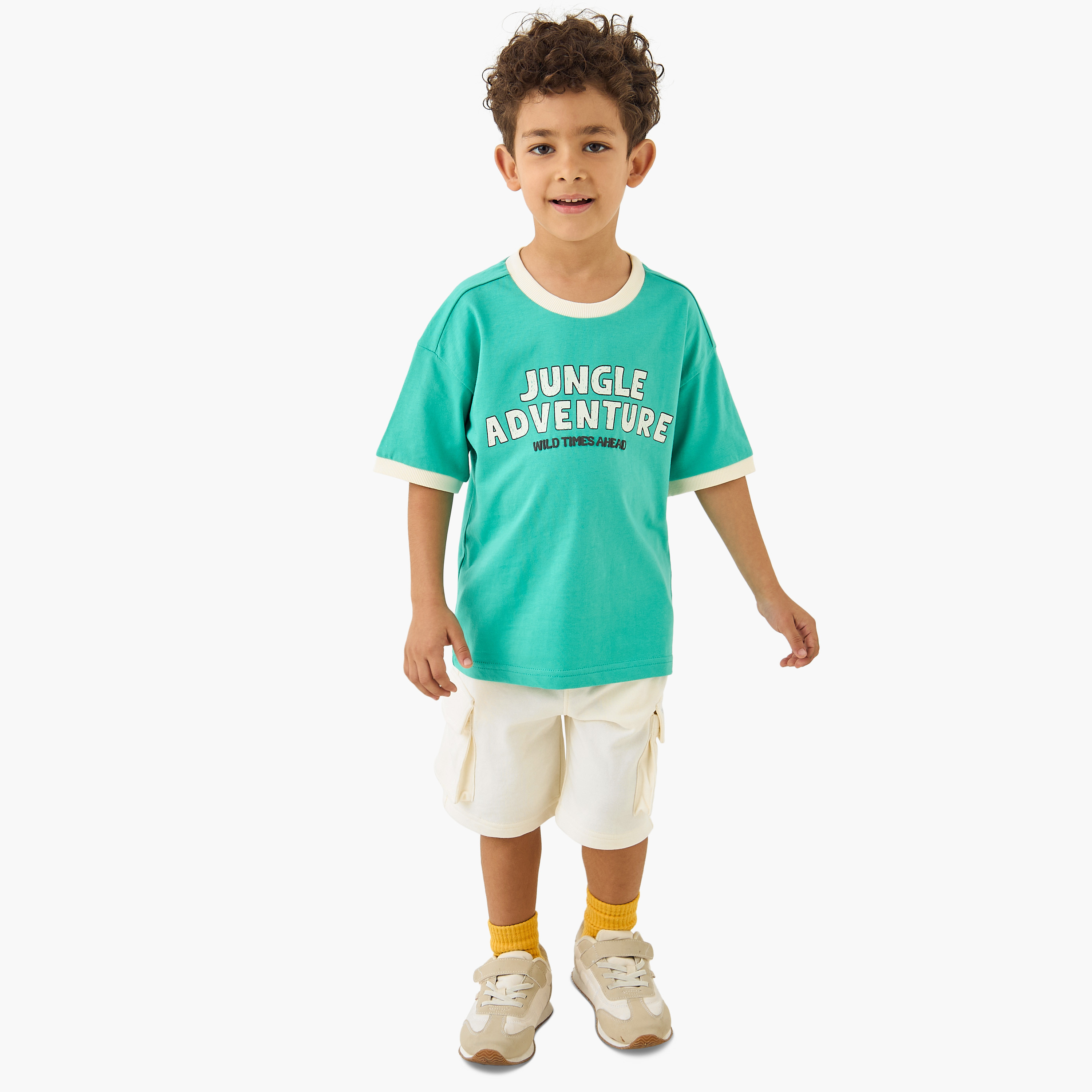 Juniors Graphic Print Crew Neck T-shirt with Short Sleeves-boys-clothing-tshirtsandpolos-image-2