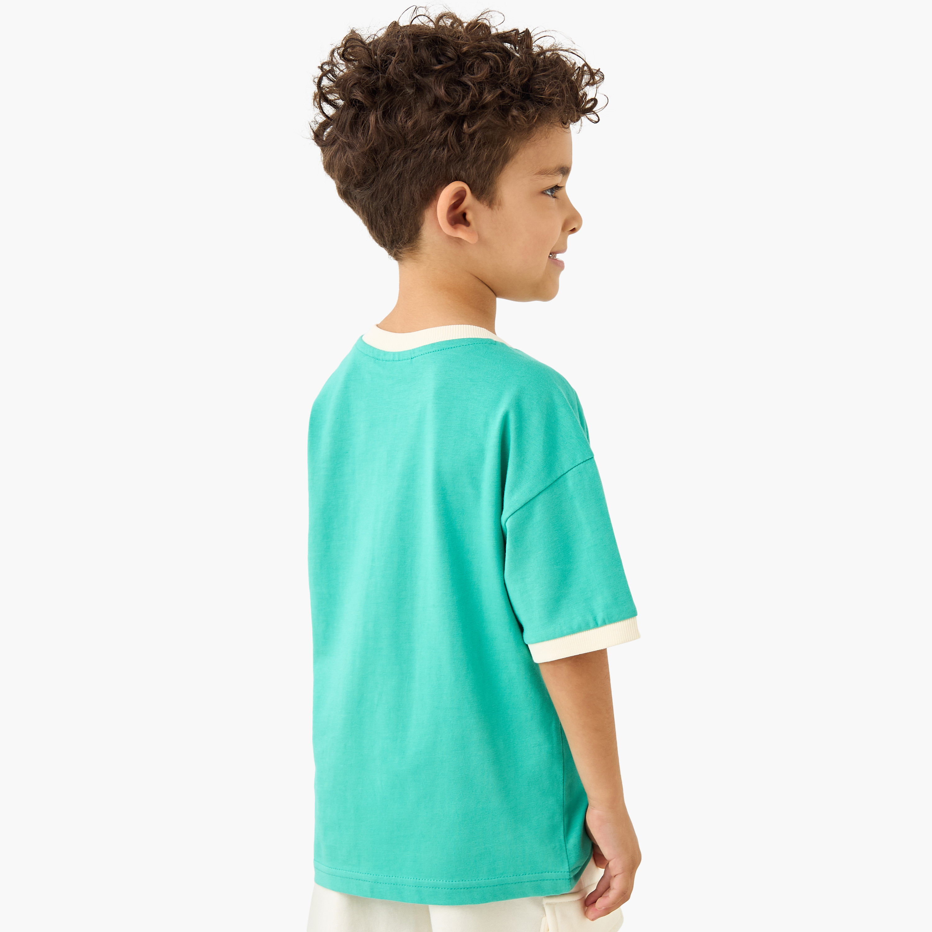 Juniors Graphic Print Crew Neck T-shirt with Short Sleeves-boys-clothing-tshirtsandpolos-image-3