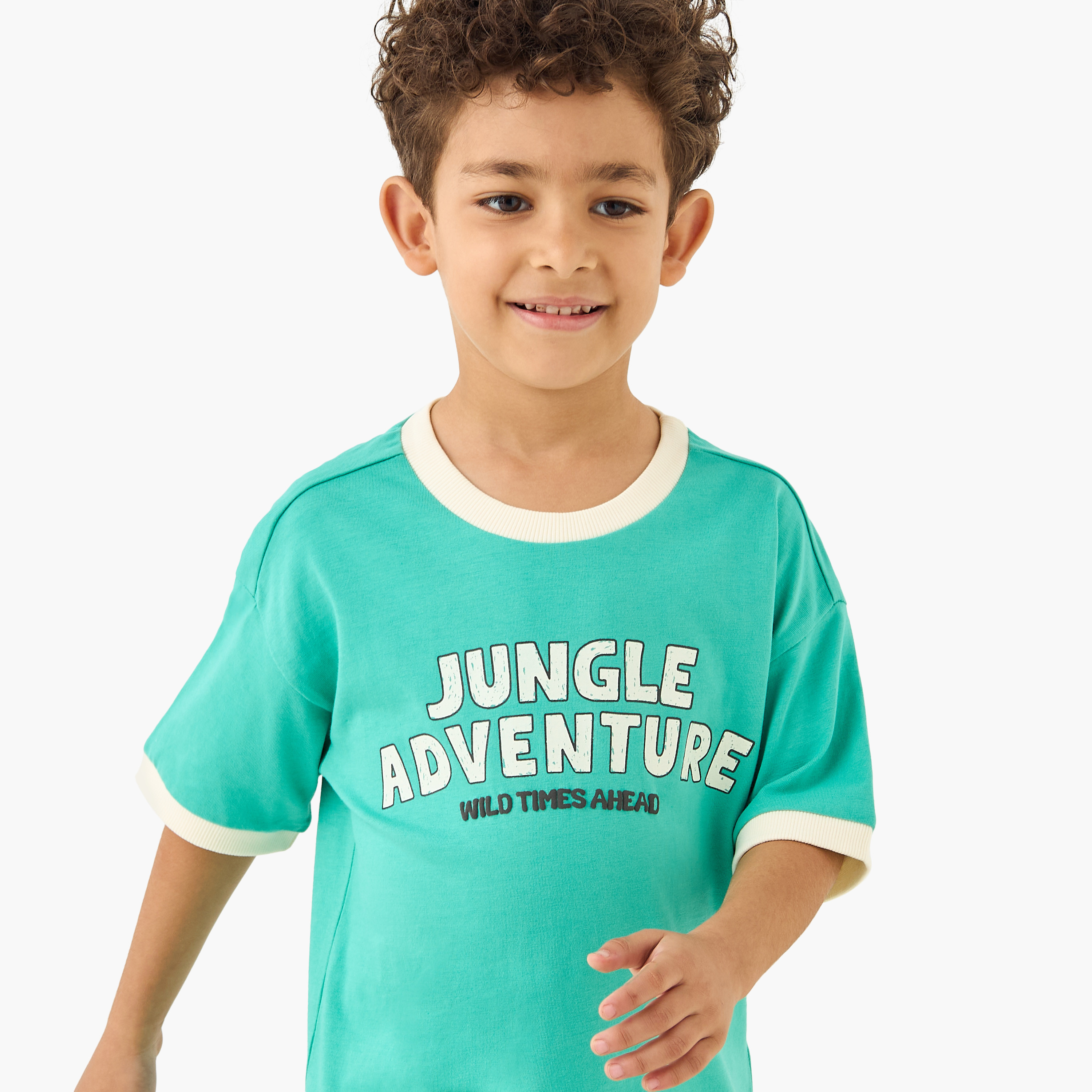 Juniors Graphic Print Crew Neck T-shirt with Short Sleeves-boys-clothing-tshirtsandpolos-image-4