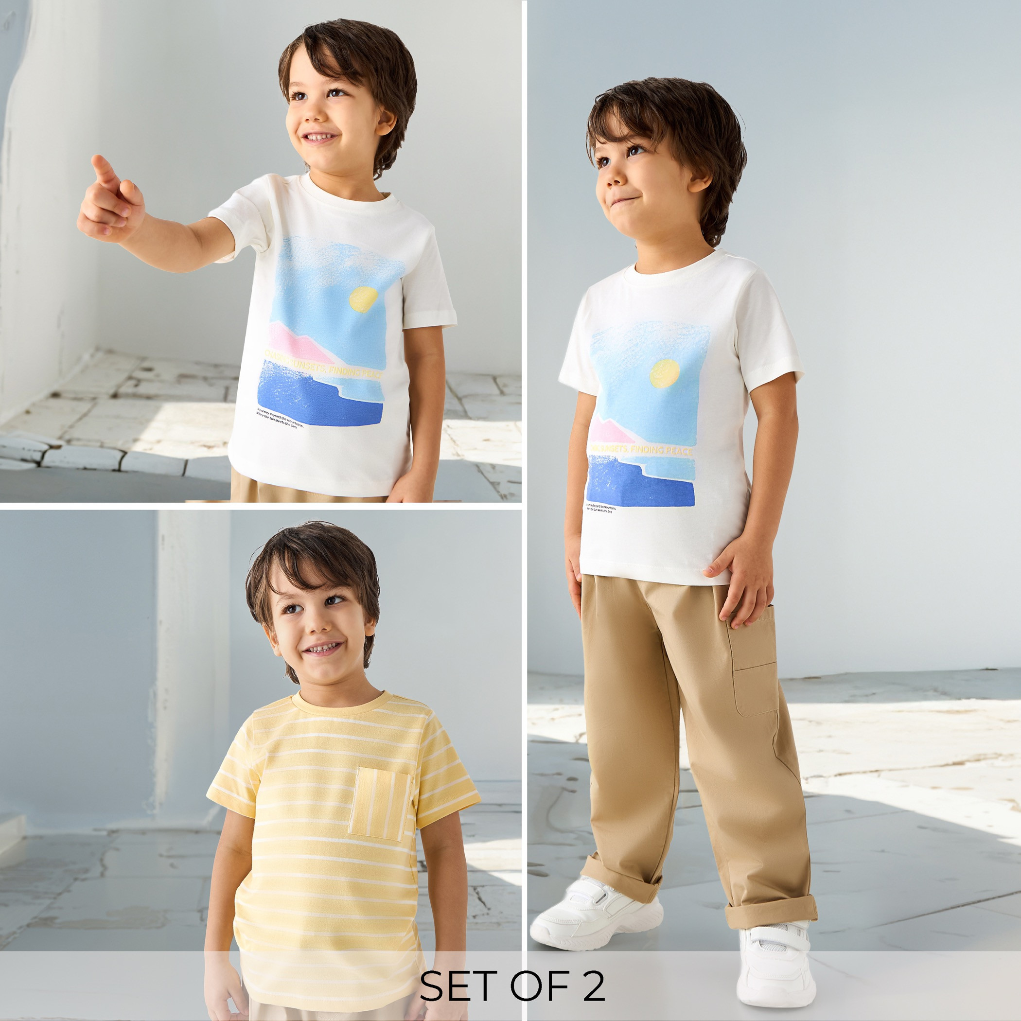 Juniors Printed Crew Neck T-shirt with Short Sleeves - Set of 2-boys-clothing-tshirtsandpolos-image-1