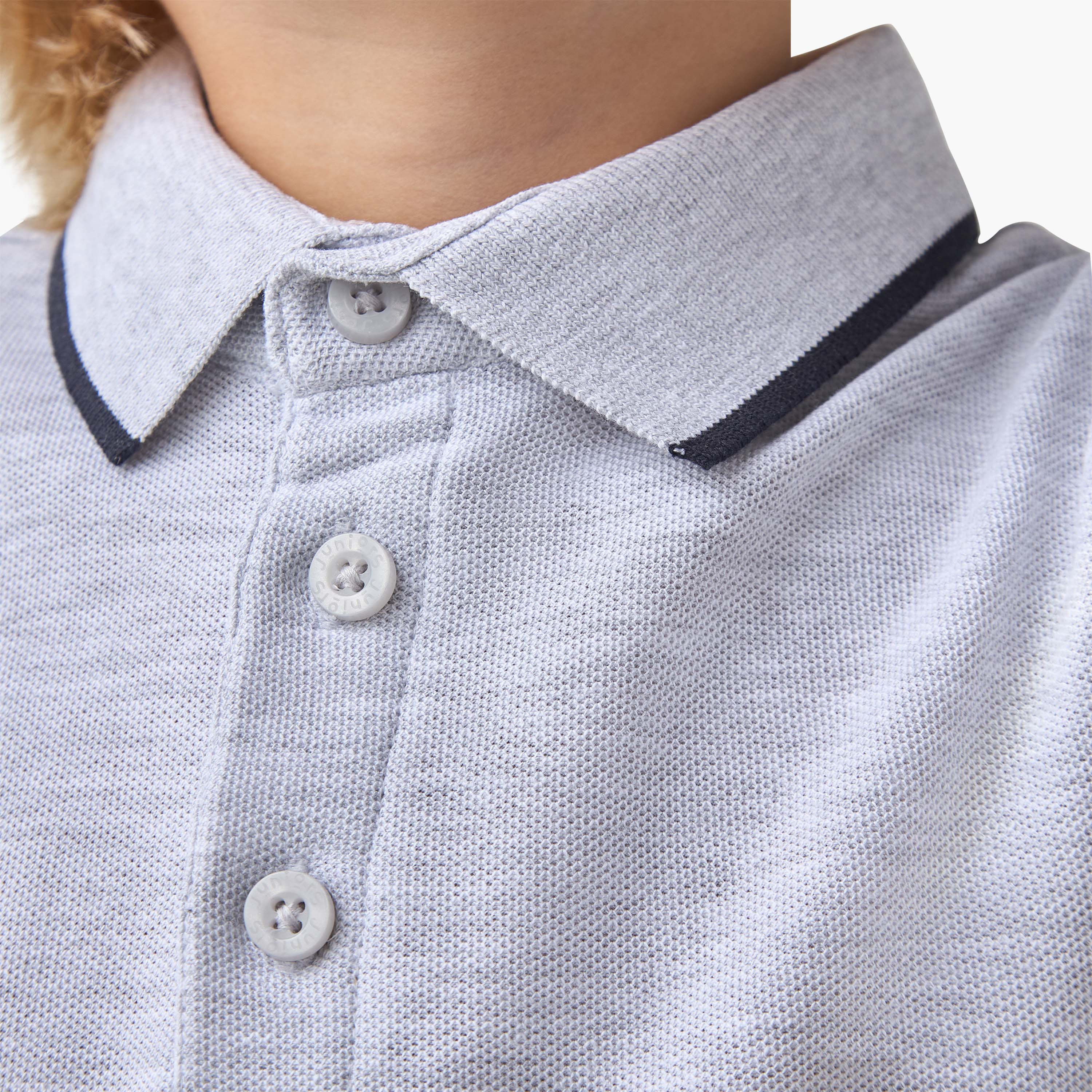 Juniors Collared Long Sleeves Polo T-shirt with Textured Design-boys-clothing-tshirtsandpolos-image-5