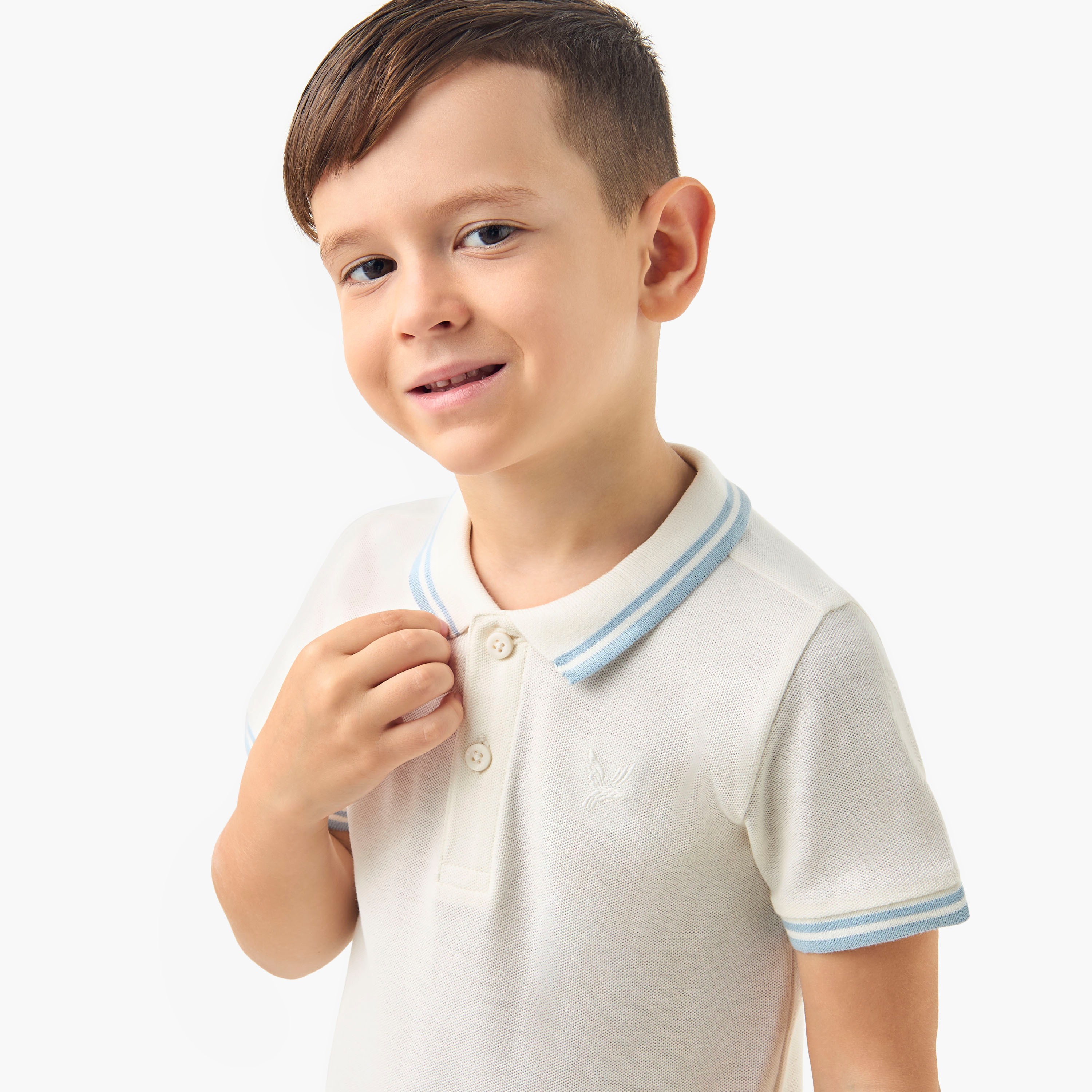 تيشيرت بولو بأكمام قصيرة وخطوط متباينة من جونيورز-boys-clothing-tshirtsandpolos-image-4