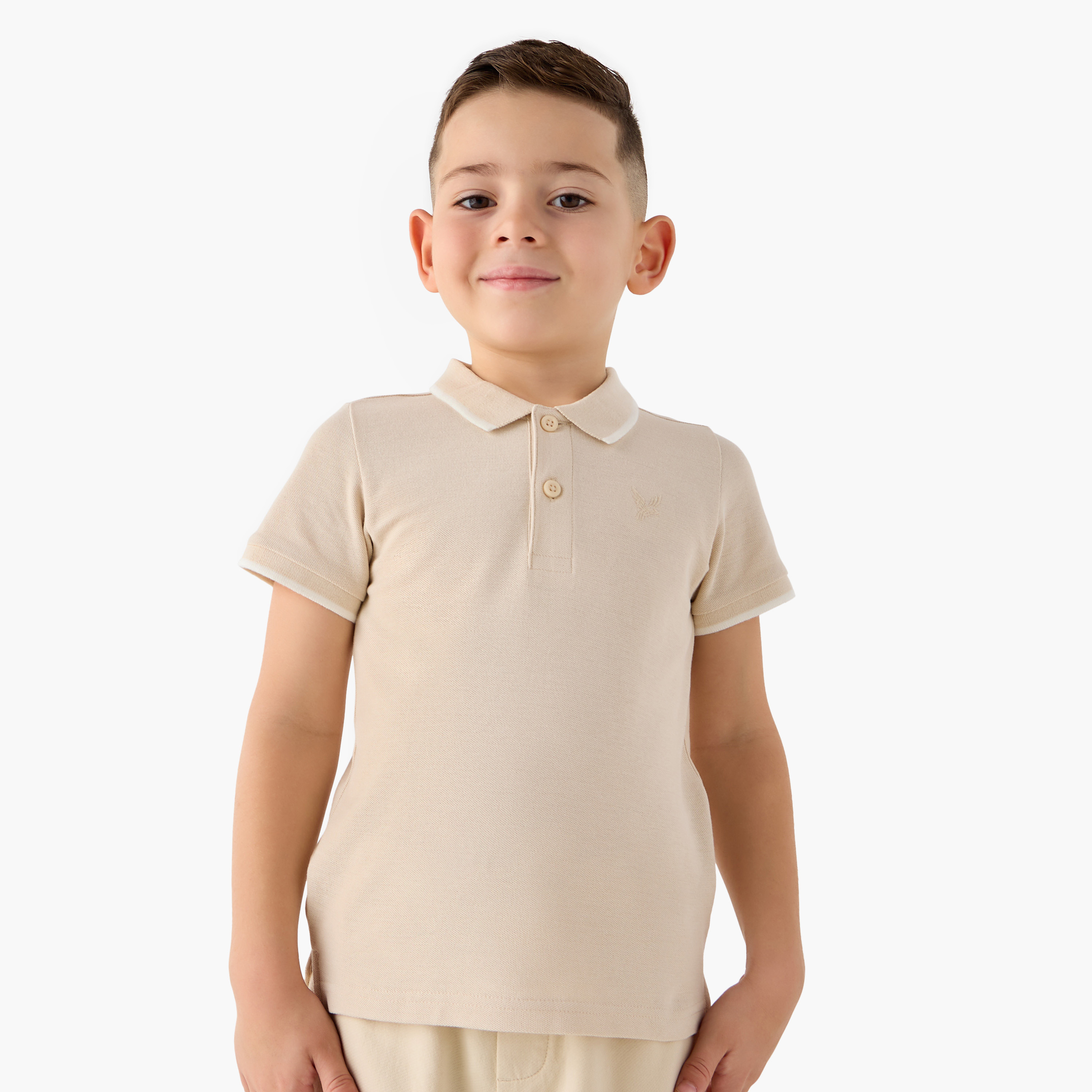 تيشيرت بولو سادة بأكمام قصيرة جونيورز-boys-clothing-tshirtsandpolos-image-1