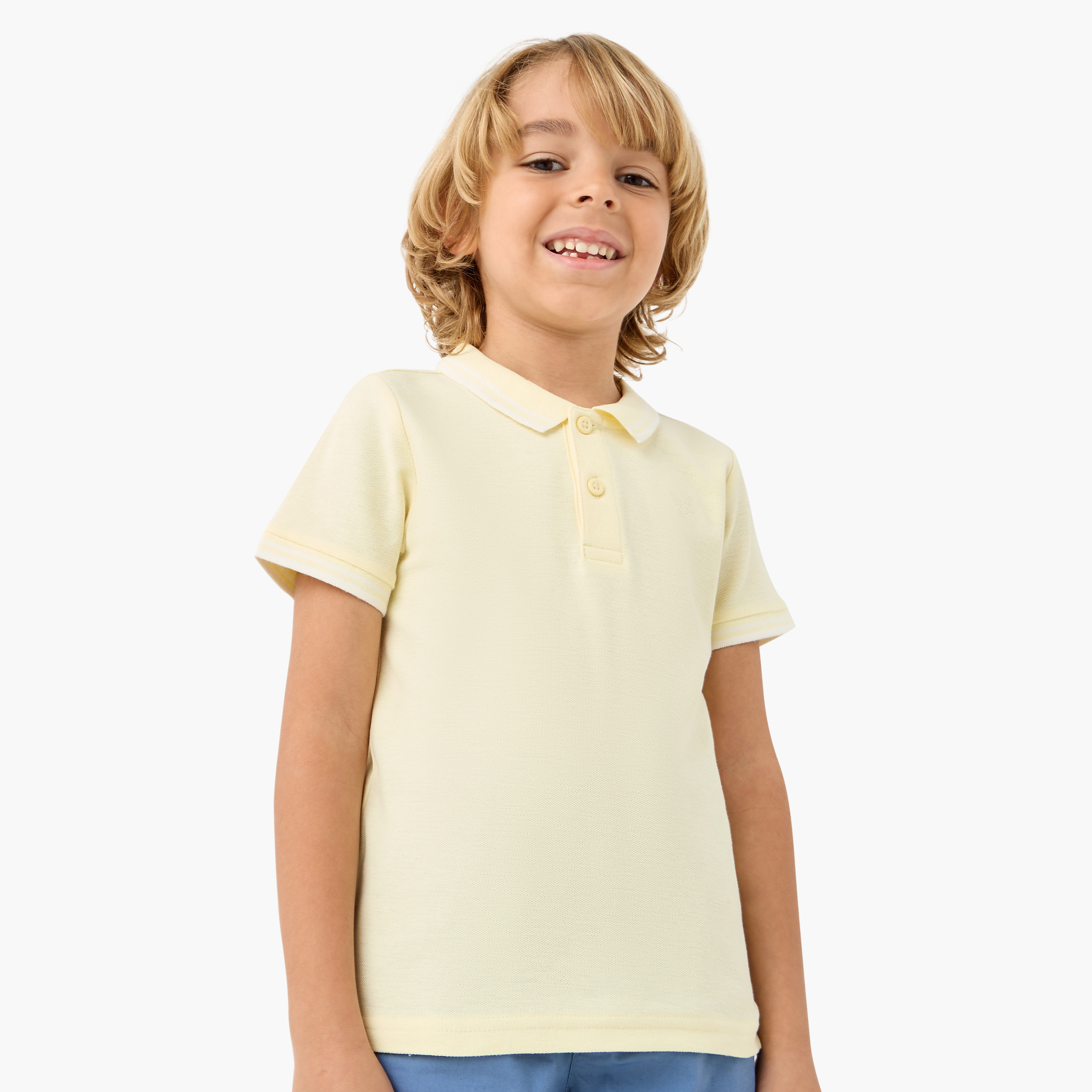 Juniors Solid Polo T-shirt with Short Sleeves-boys-clothing-tshirtsandpolos-image-1