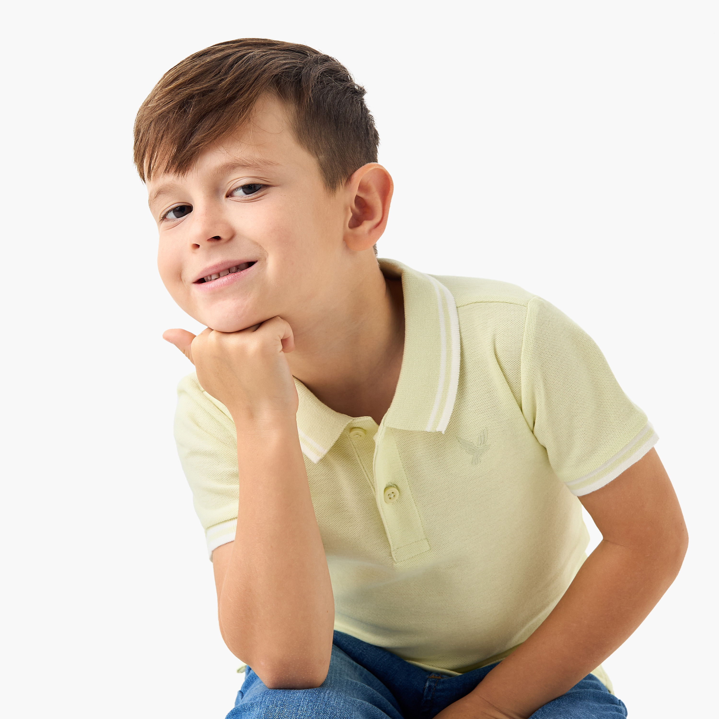 تيشيرت بولو بارز الملمس بأكمام قصيرة من جونيورز-boys-clothing-tshirtsandpolos-image-1