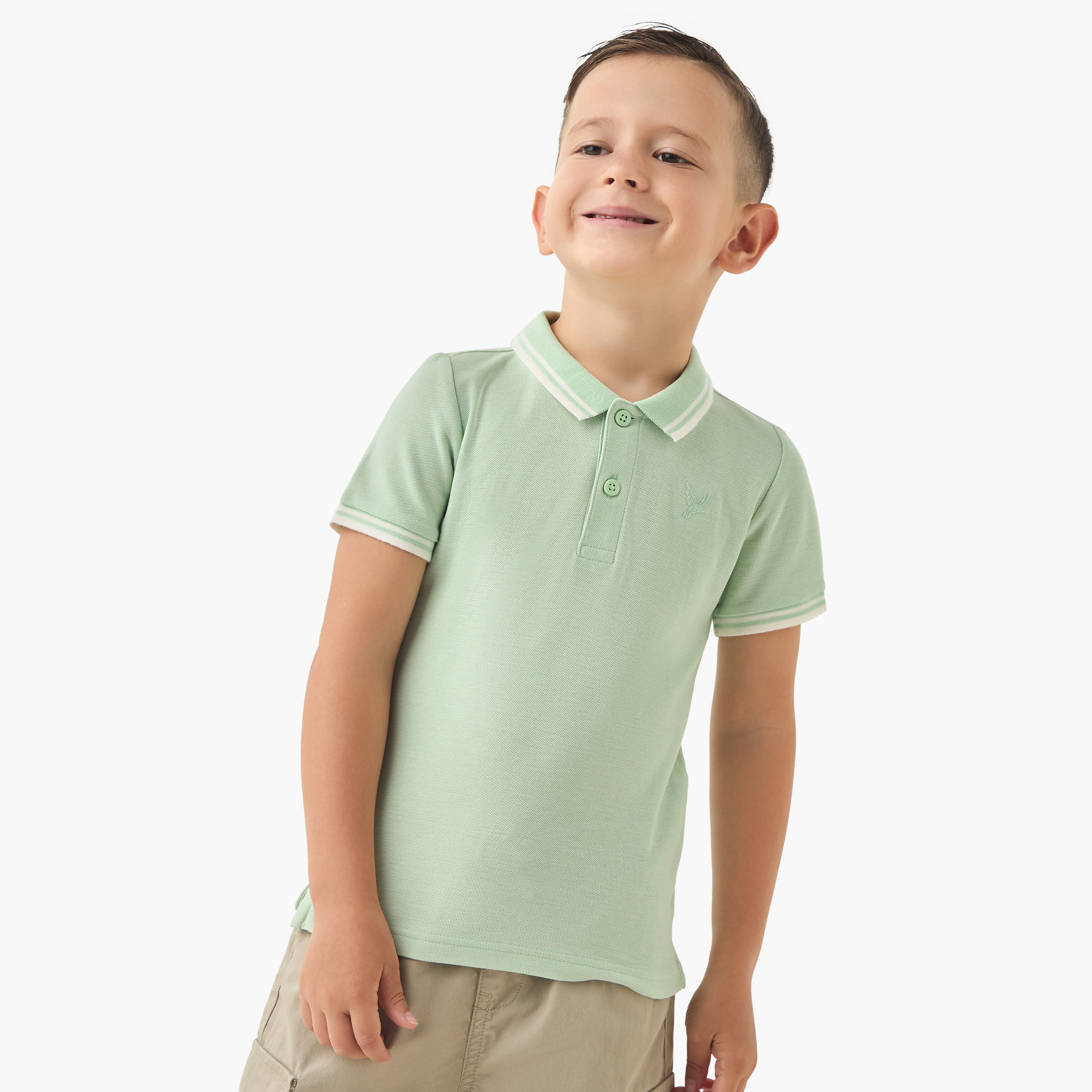تيشيرت بولو بارز الملمس بأكمام قصيرة من جونيورز-boys-clothing-tshirtsandpolos-image-1