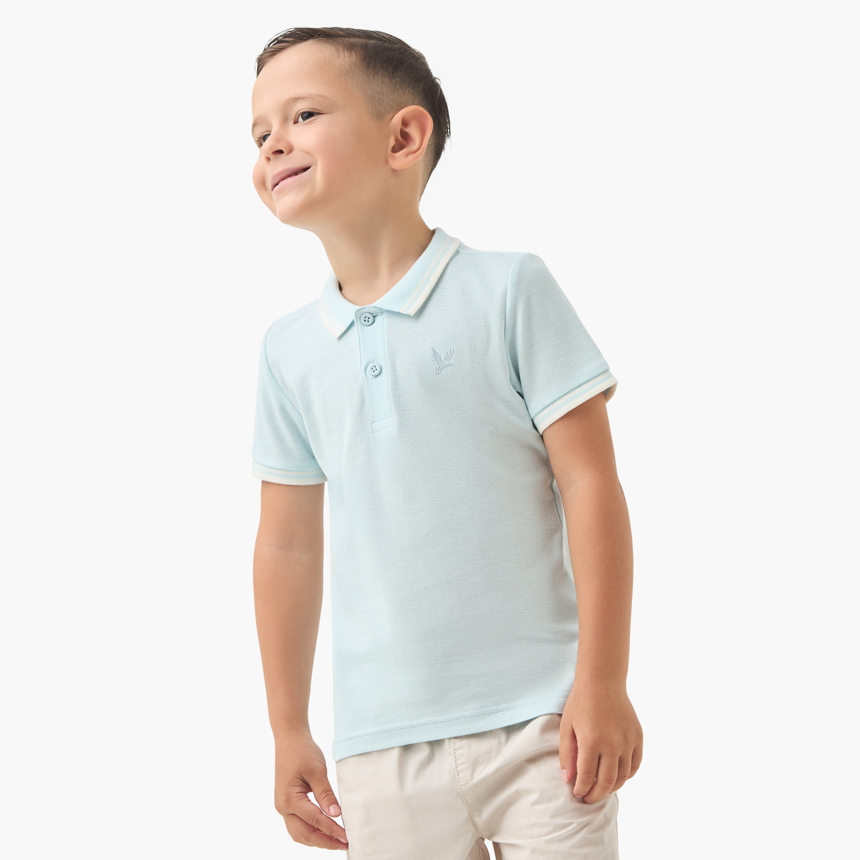 Juniors Textured Polo T-shirt with Short Sleeves-boys-clothing-tshirtsandpolos-image-1
