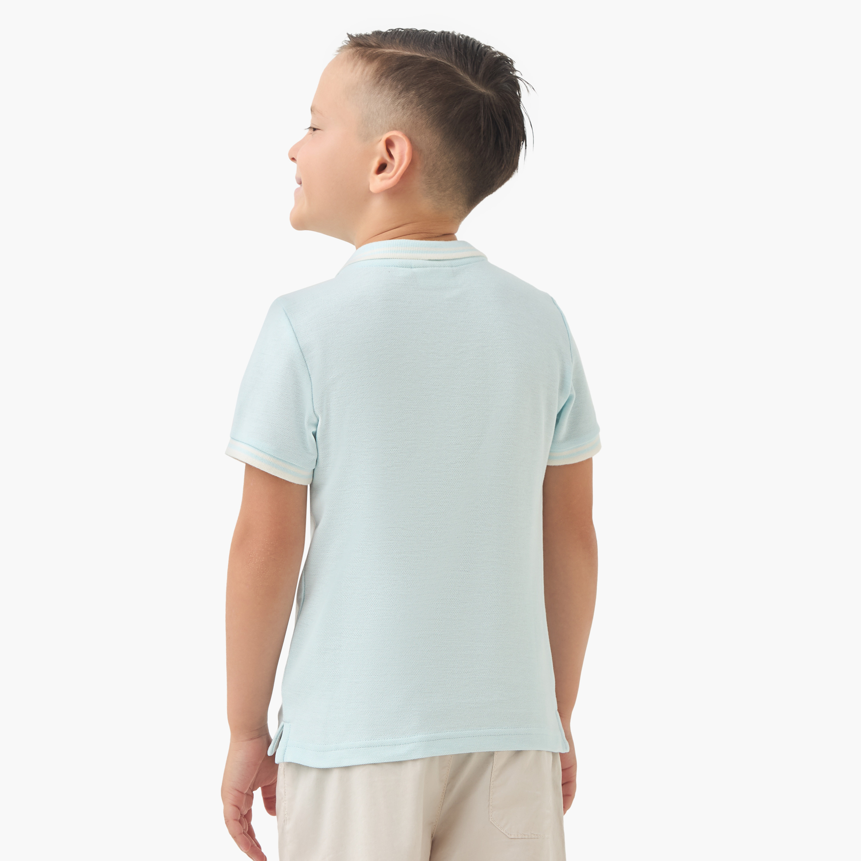 Juniors Textured Polo T-shirt with Short Sleeves-boys-clothing-tshirtsandpolos-image-3