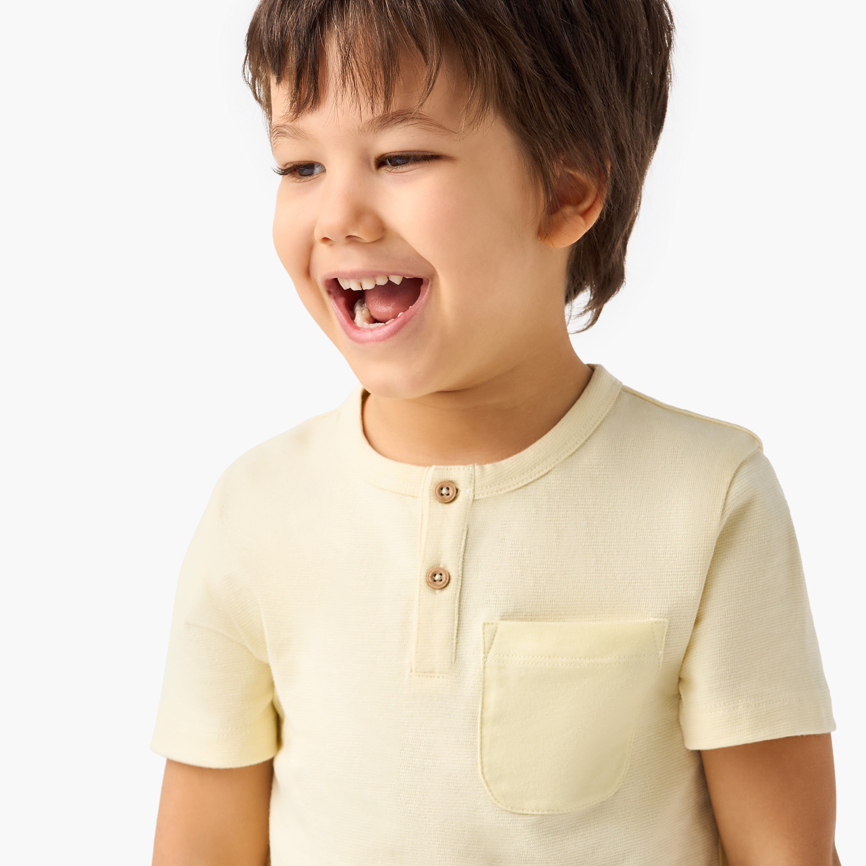 Juniors Textured T-shirt with Short Sleeves and Chest Pocket-boys-clothing-tshirtsandpolos-image-4