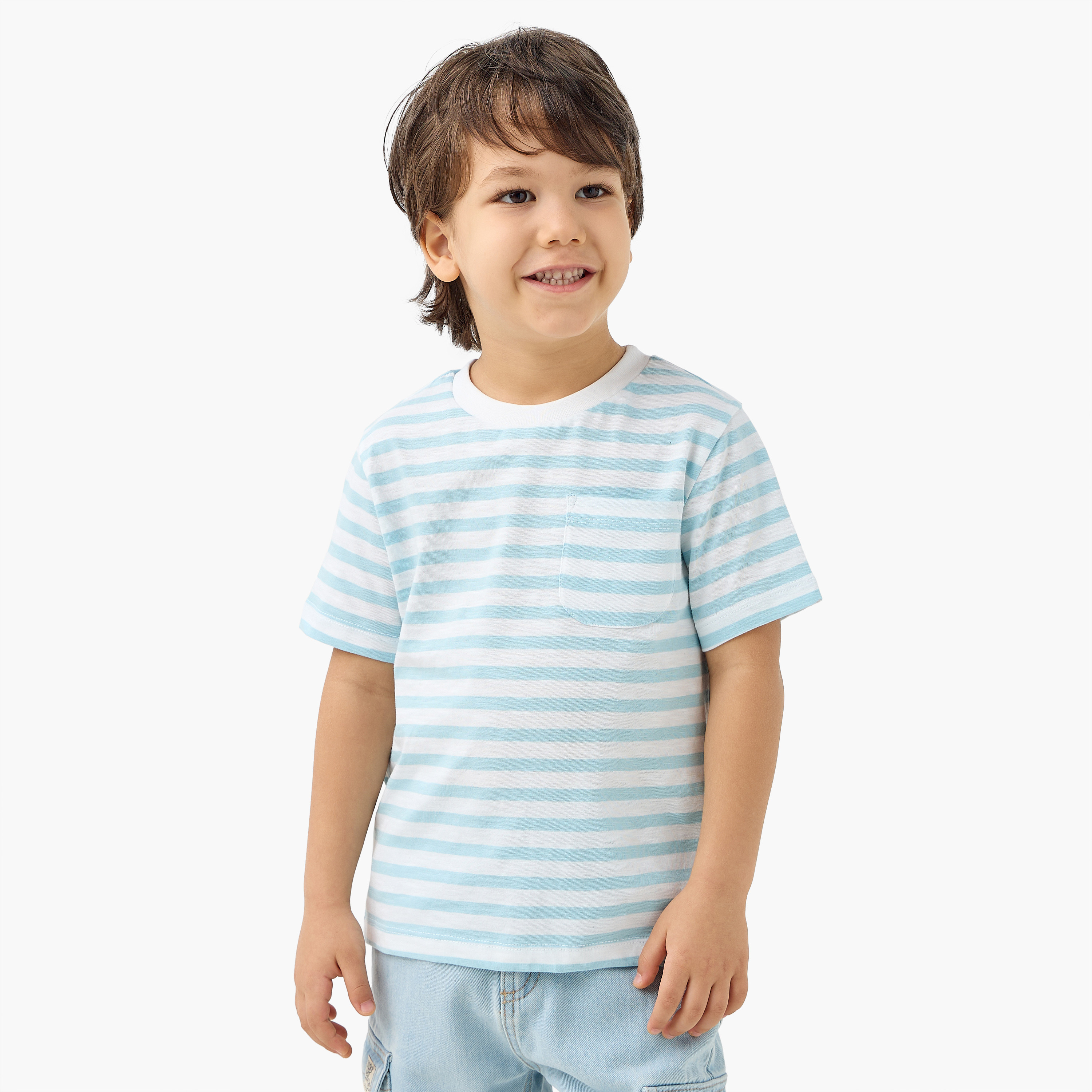 تيشيرت مخطط بأكمام قصيرة من جونيورز-boys-clothing-tshirtsandpolos-image-5