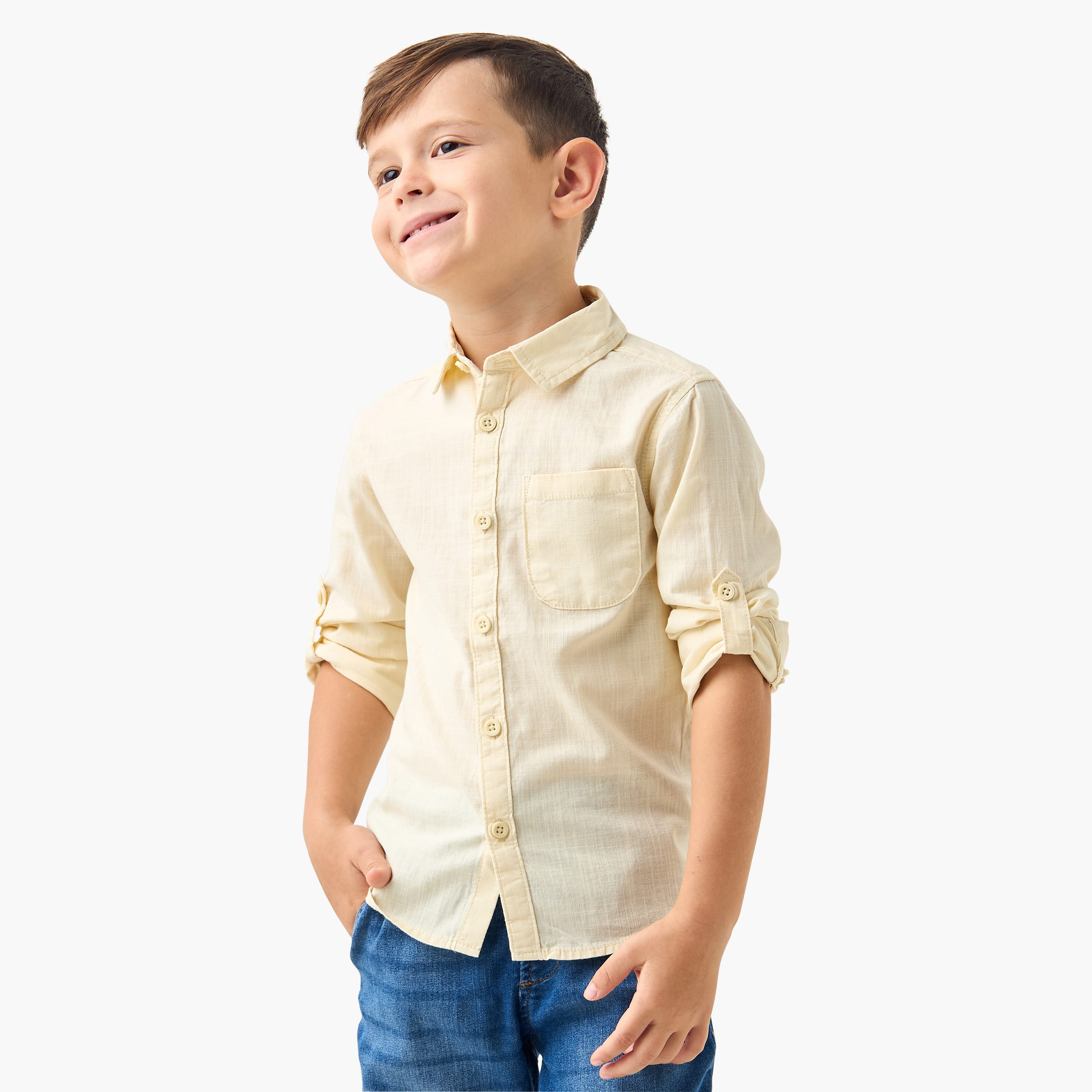 قميص سادة بياقة وأكمام طويلة من جونيورز-boys-clothing-shirts-image-5