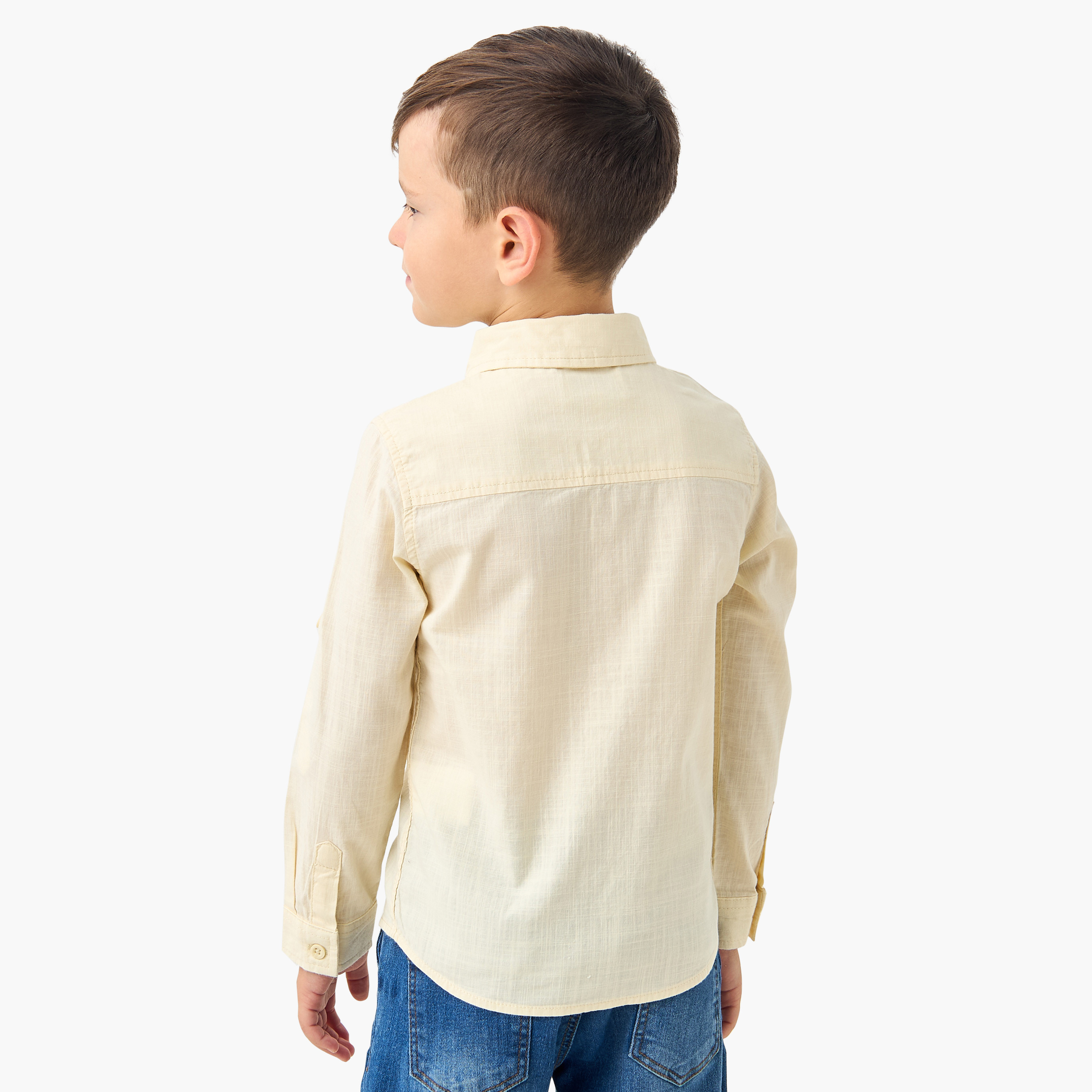 قميص سادة بياقة وأكمام طويلة من جونيورز-boys-clothing-shirts-image-3