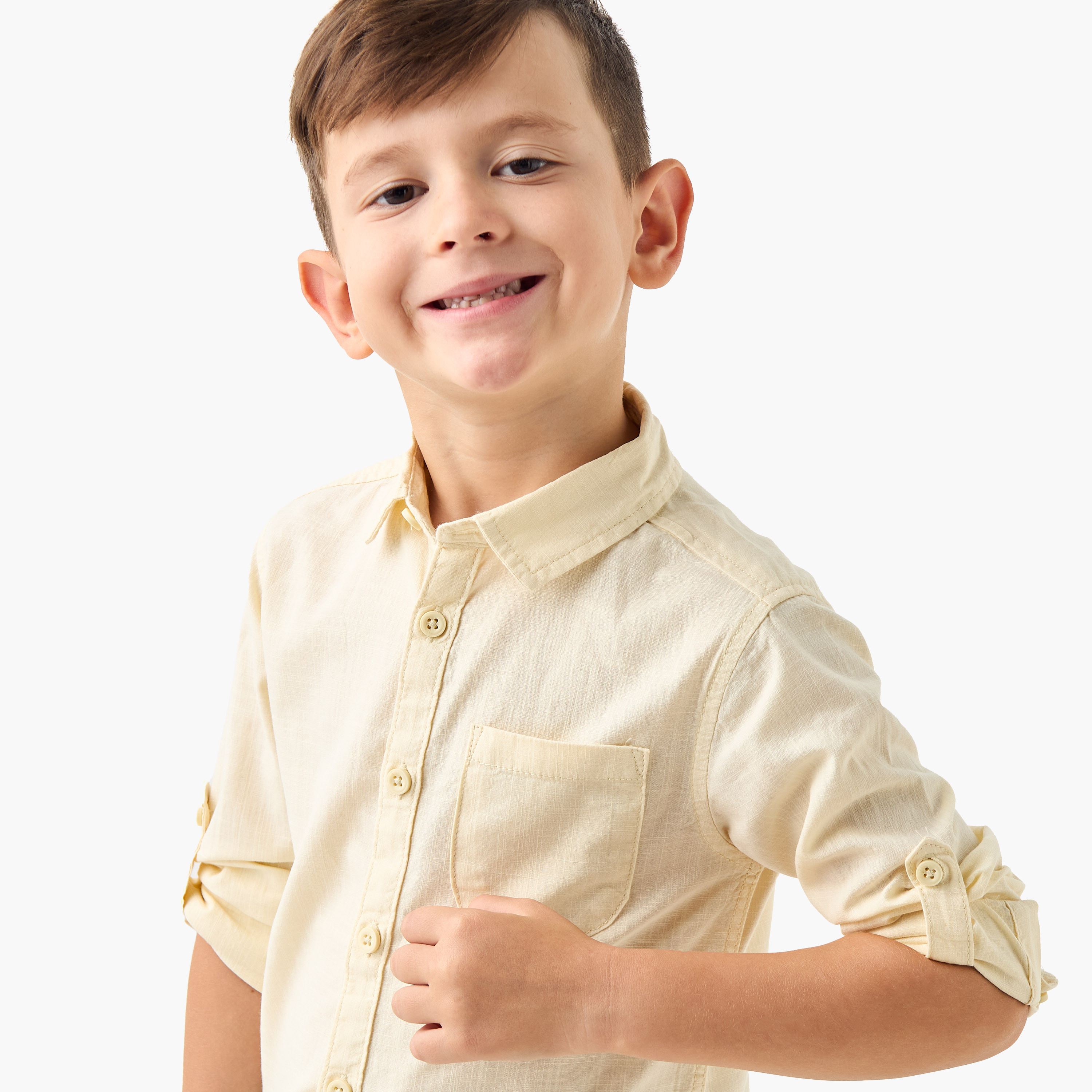 قميص سادة بياقة وأكمام طويلة من جونيورز-boys-clothing-shirts-image-2