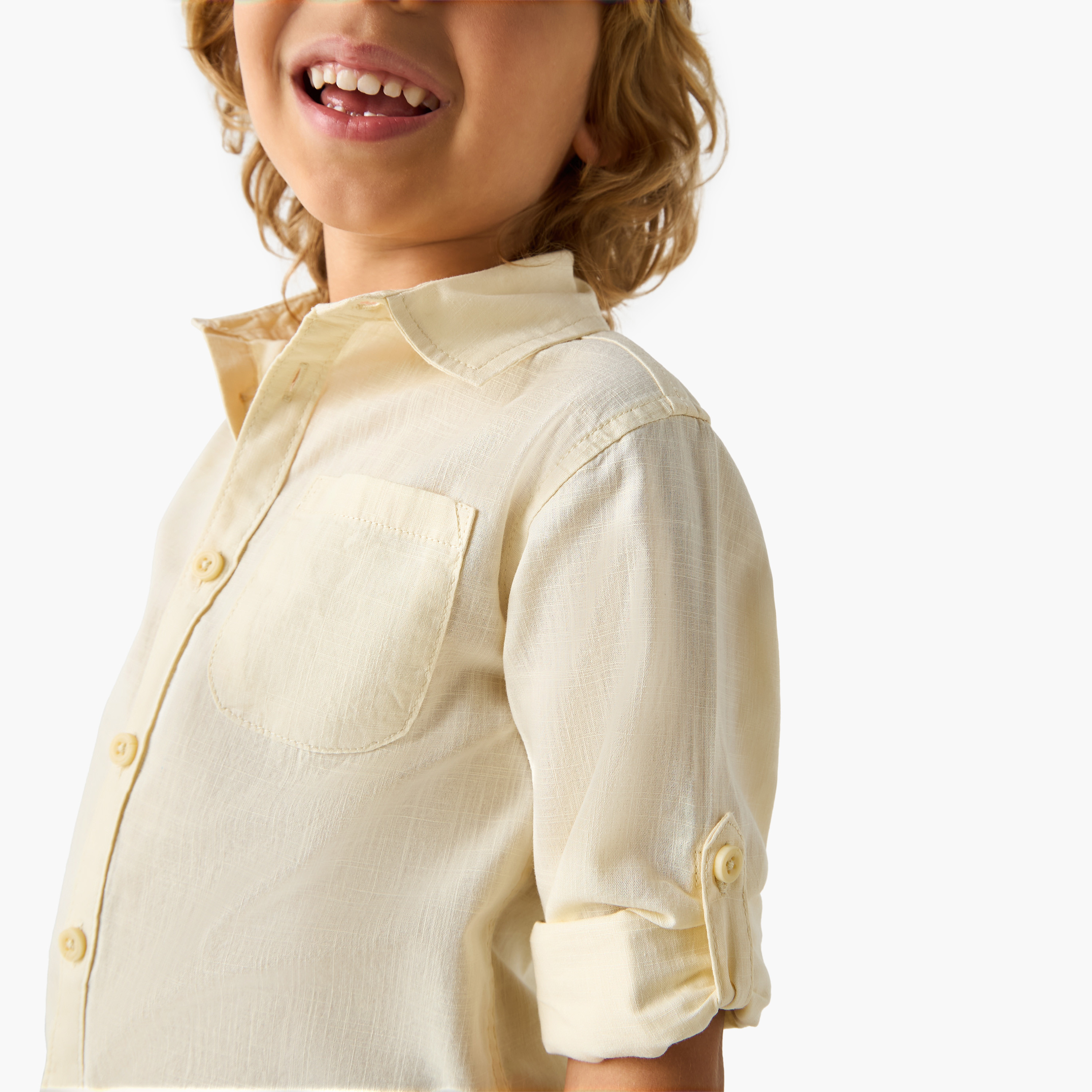 Juniors Solid Shirt with Collar and Long Sleeves-boys-clothing-shirts-image-4