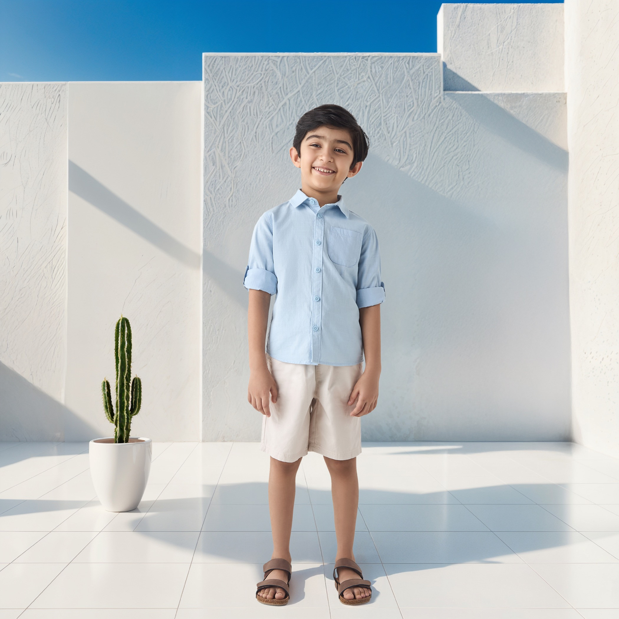 Juniors Solid Shirt with Button Closure and Long Sleeves-boys-clothing-shirts-image-2