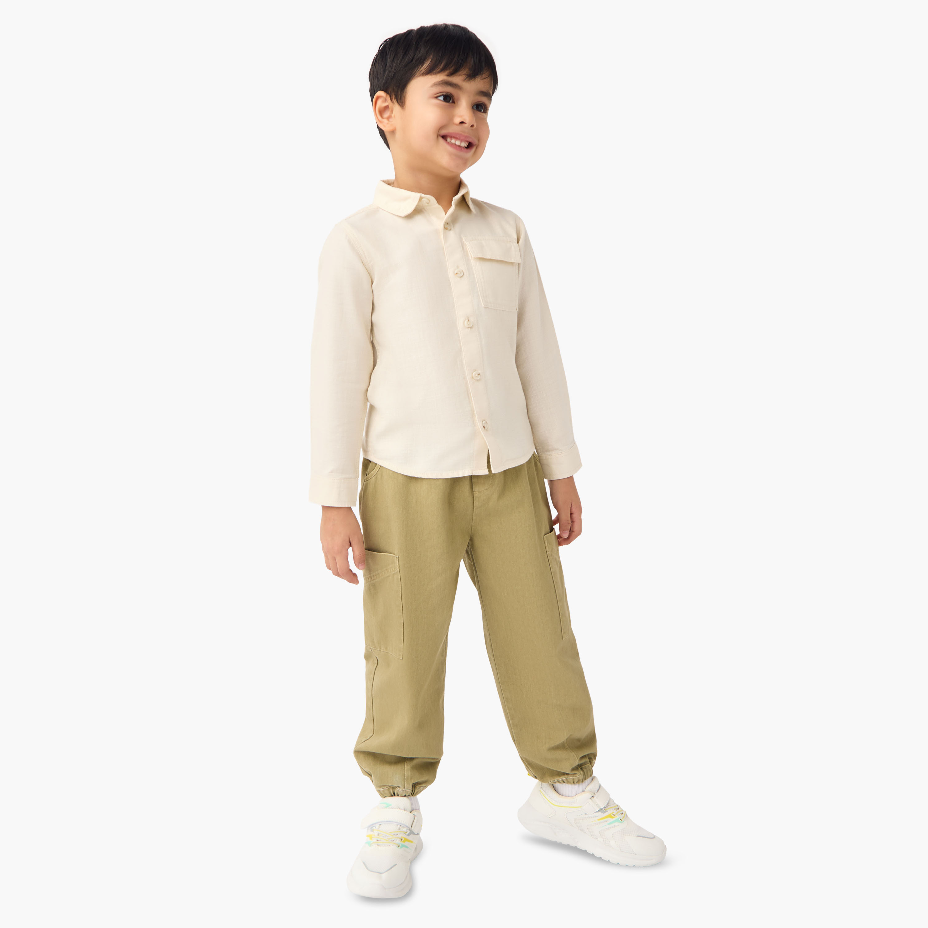Juniors Textured Shirt with Long Sleeves and Chest Pocket-boys-clothing-shirts-image-2
