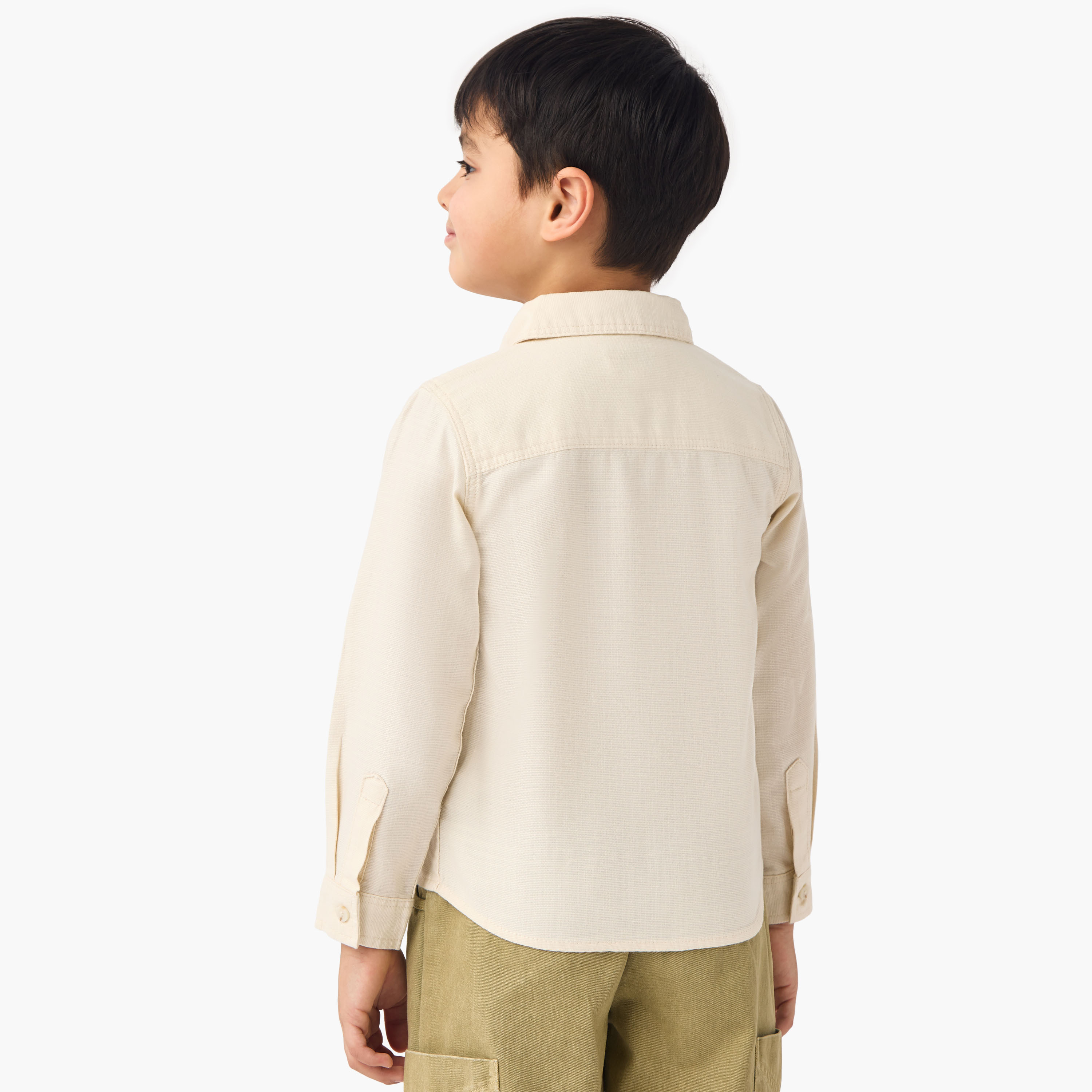 Juniors Textured Shirt with Long Sleeves and Chest Pocket-boys-clothing-shirts-image-3