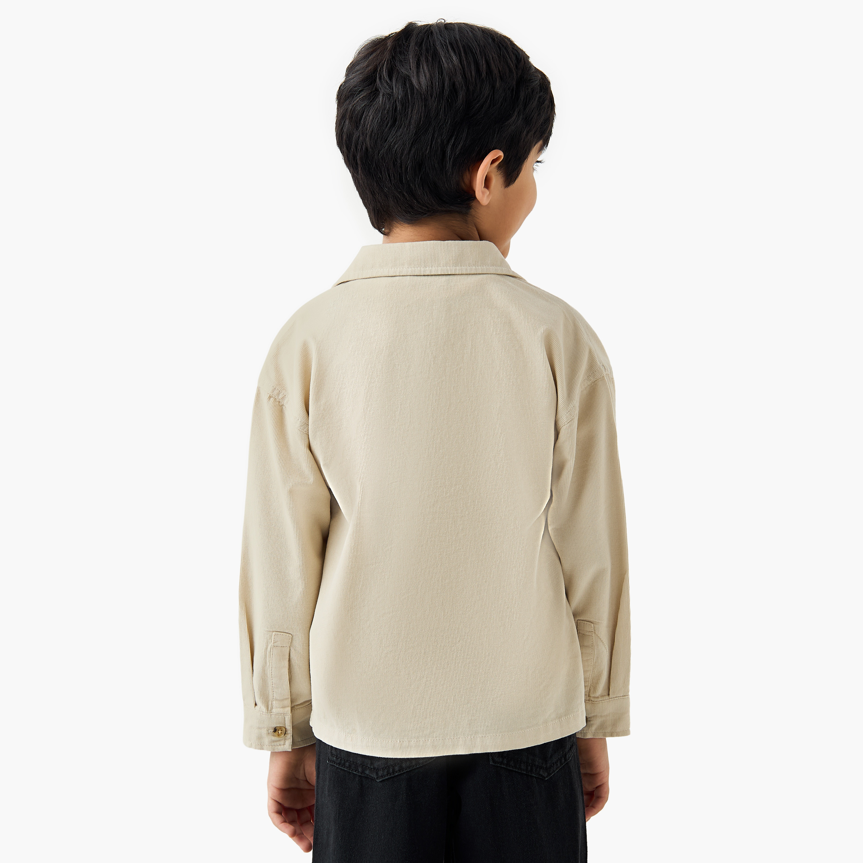 Juniors Corduroy Shirt with Collar and Long Sleeves-boys-clothing-shirts-image-3