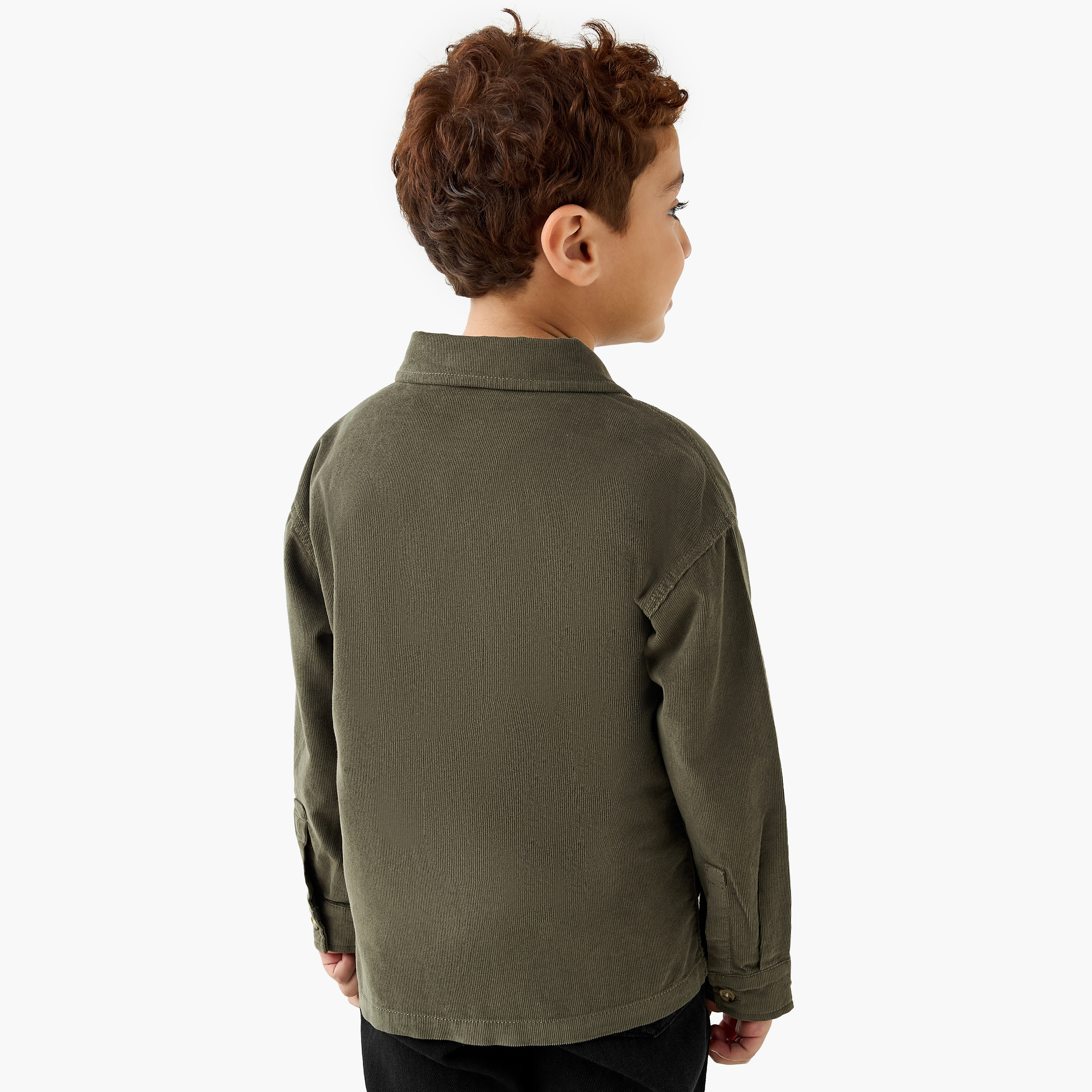 Juniors Corduroy Shirt with Collar and Long Sleeves-boys-clothing-shirts-image-3