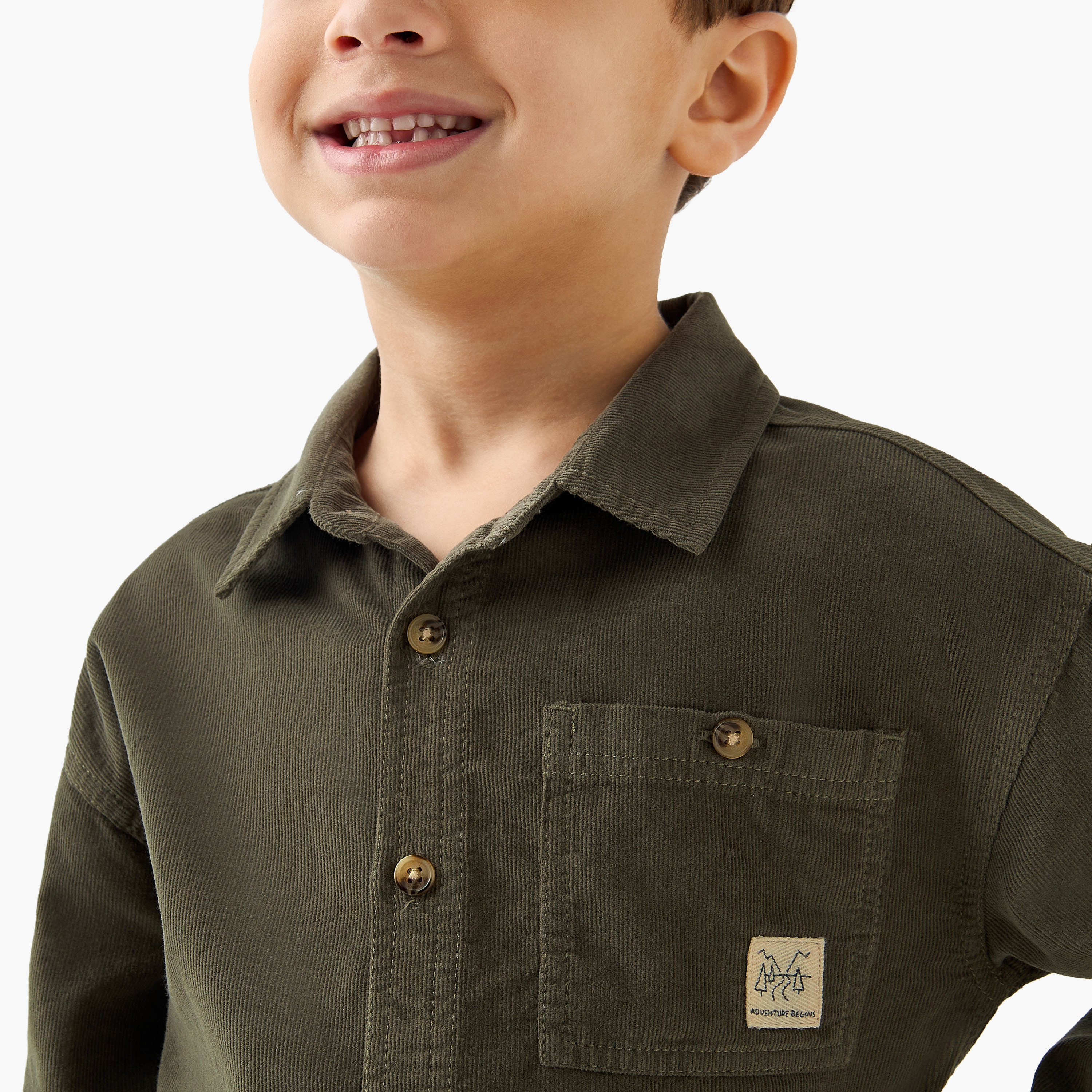 Juniors Corduroy Shirt with Collar and Long Sleeves-boys-clothing-shirts-image-4