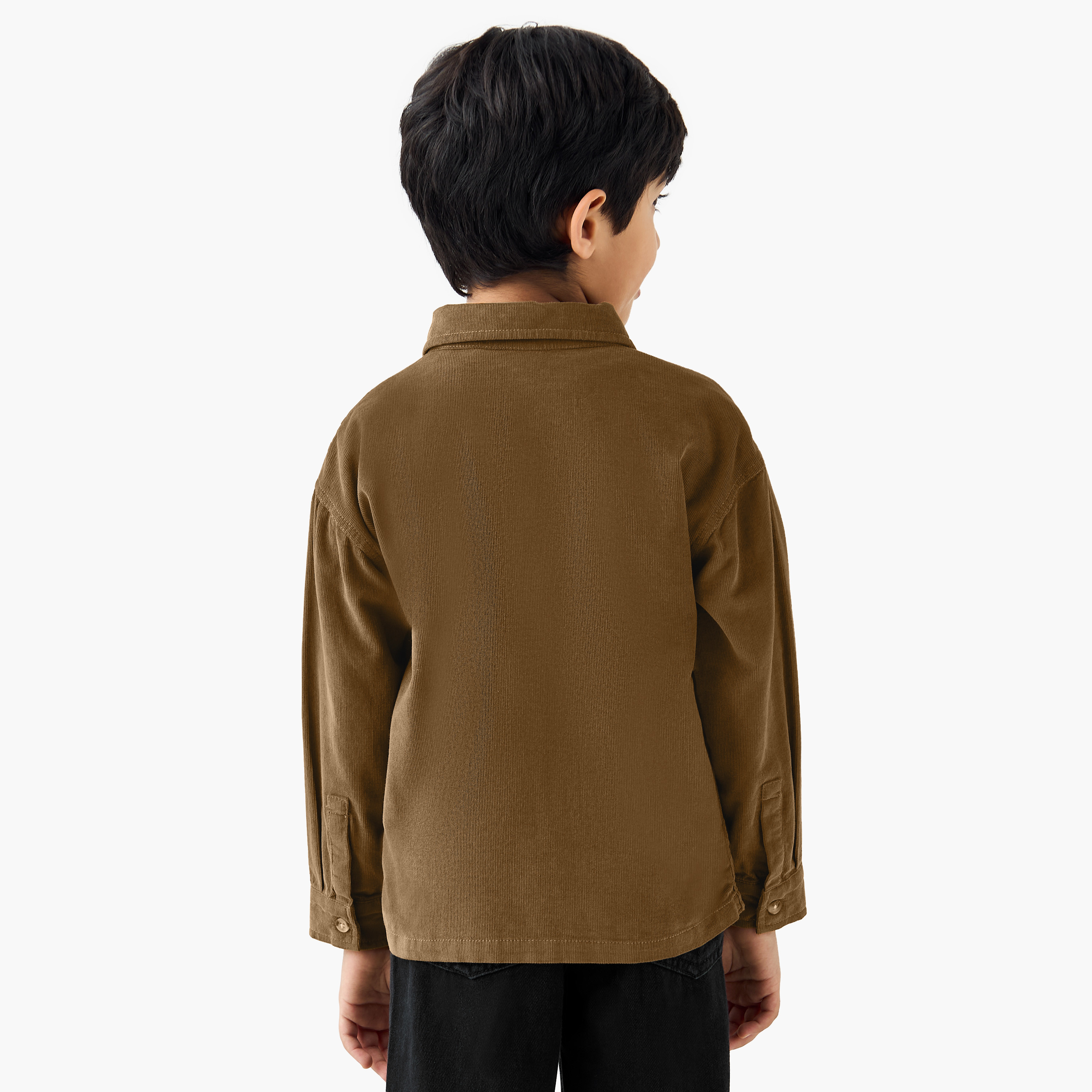 Juniors Corduroy Shirt with Collar and Long Sleeves-boys-clothing-shirts-image-3