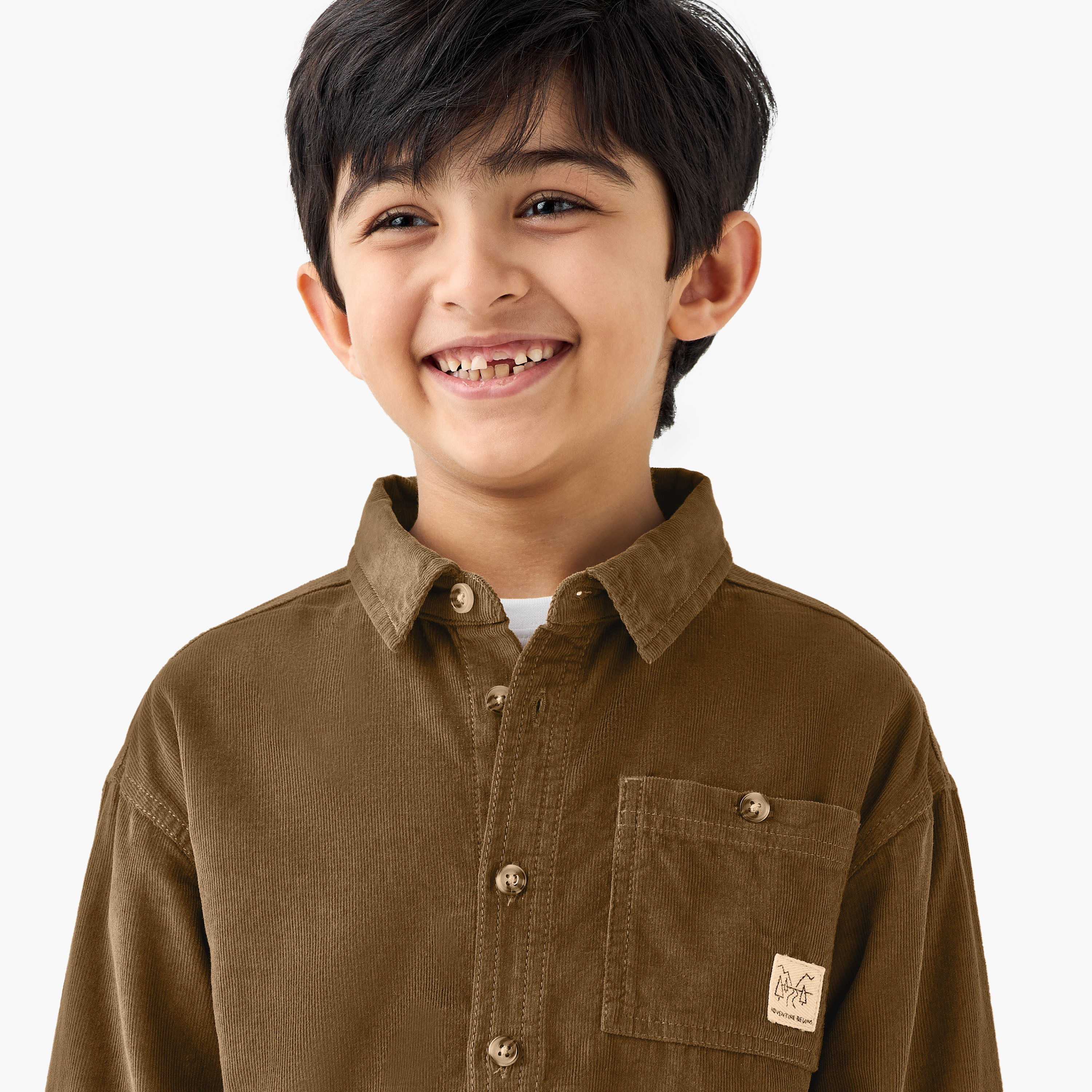 Juniors Corduroy Shirt with Collar and Long Sleeves-boys-clothing-shirts-image-4