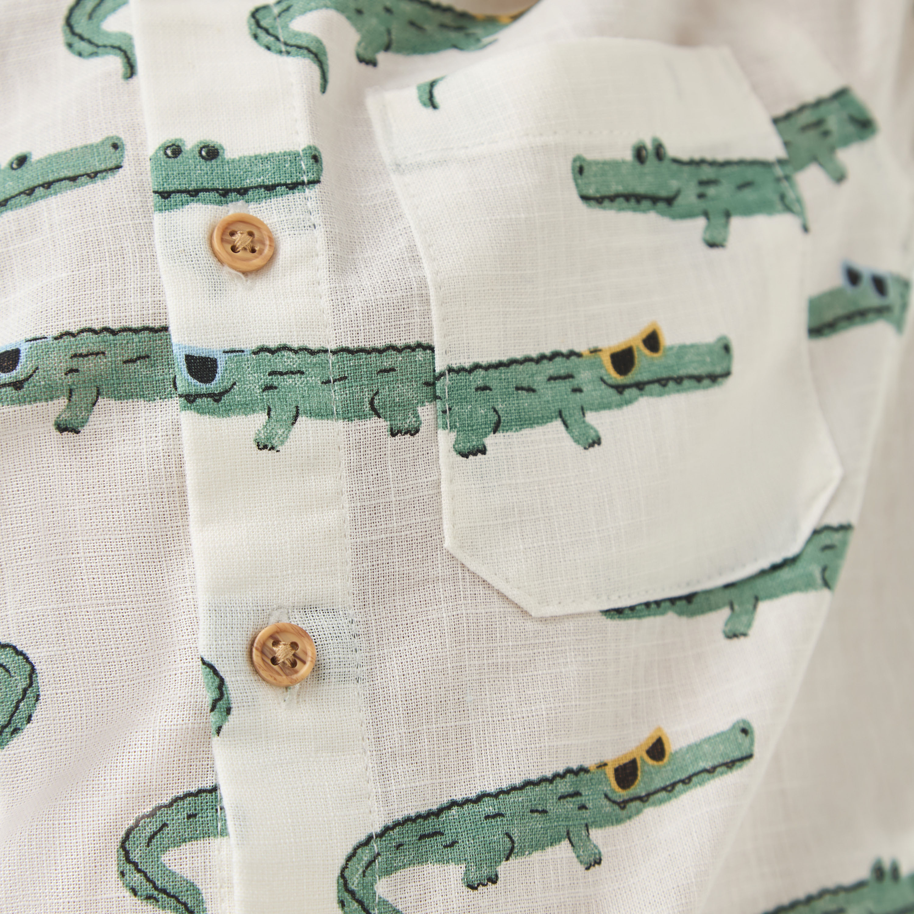 Juniors Crocodile Print Shirt with Short Sleeves-boys-clothing-shirts-image-5