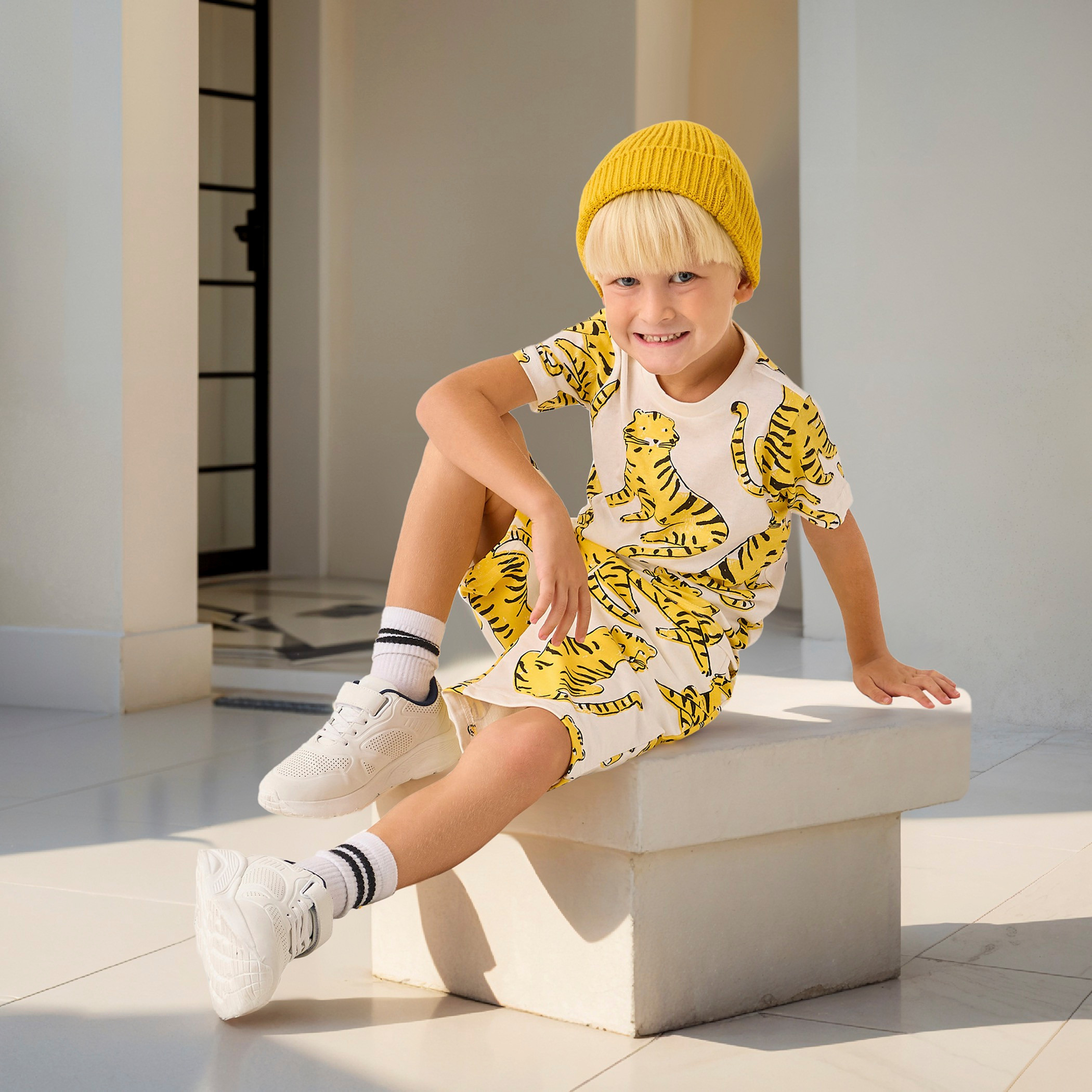 Juniors All-Over Tiger Print Shorts with Drawstring Closure and Pockets-boys-clothing-bottoms-shorts-image-2