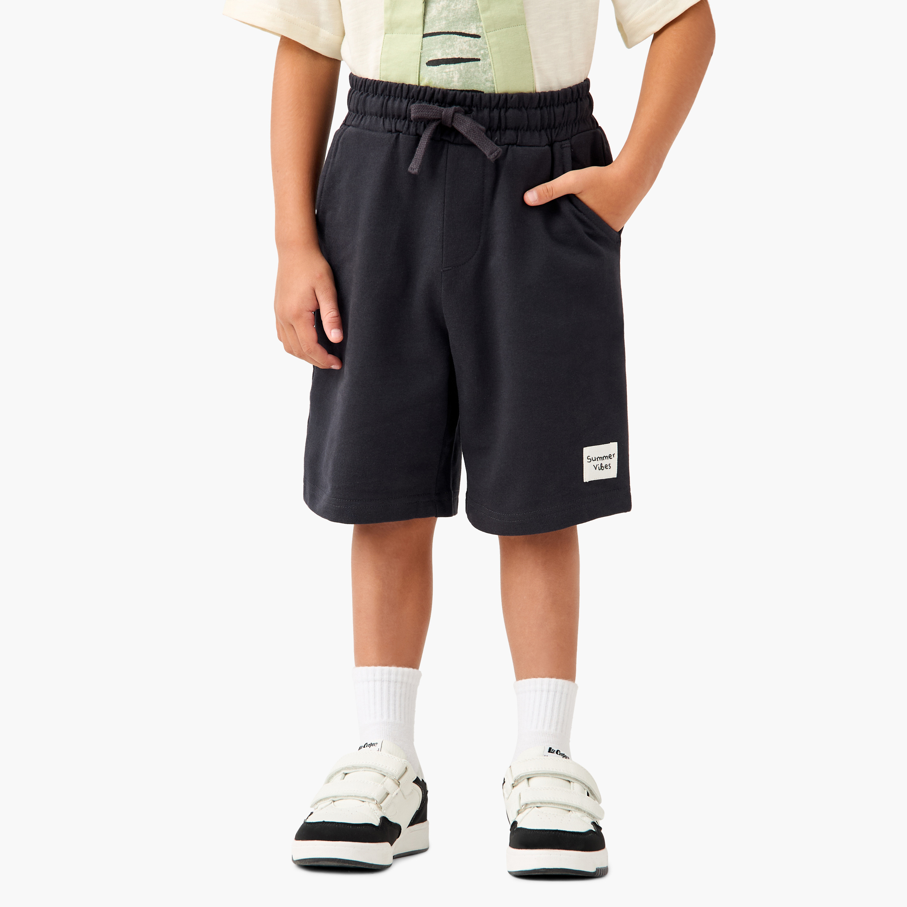 Juniors Solid Shorts with Drawstring Closure and Pockets-boys-clothing-bottoms-shorts-image-1