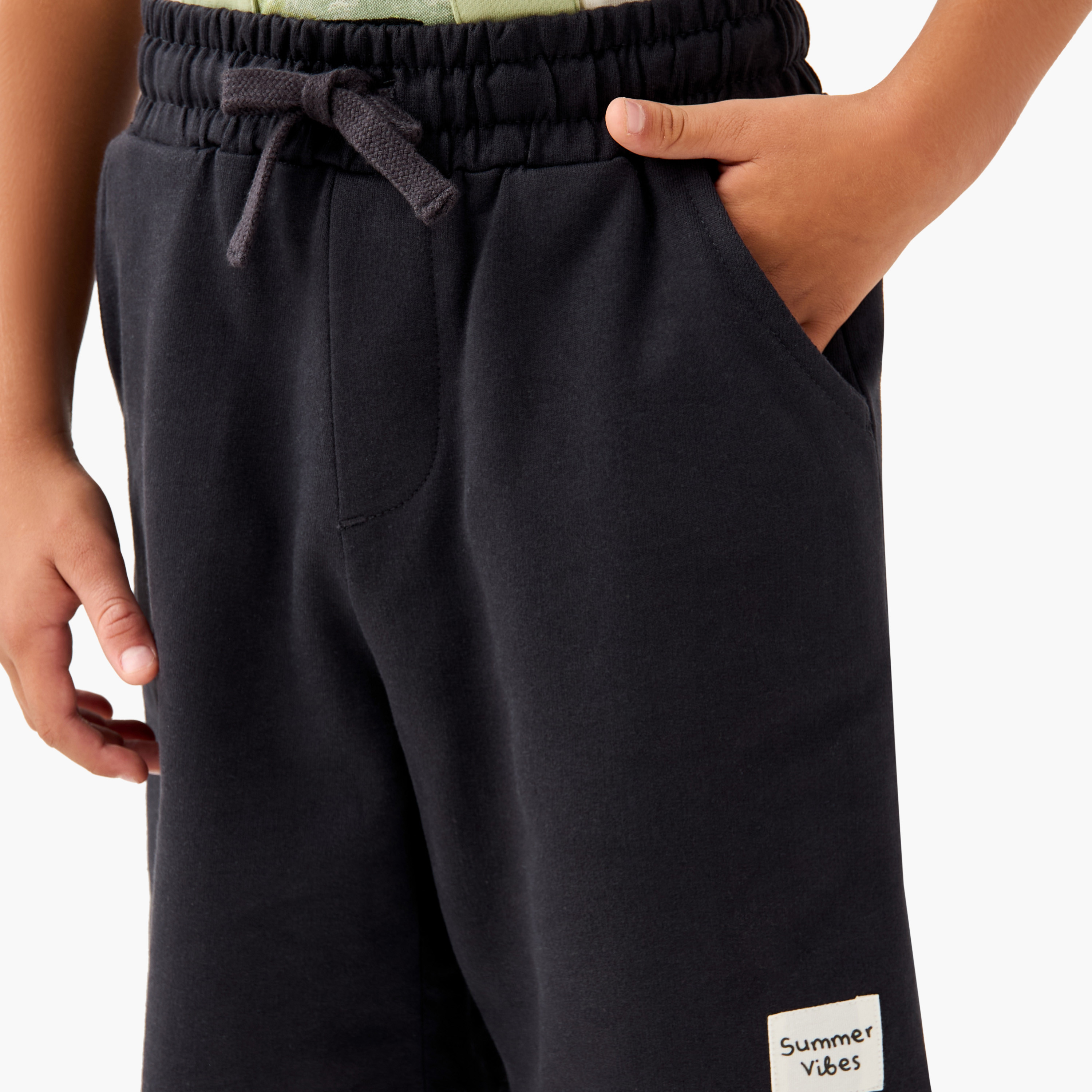 Juniors Solid Shorts with Drawstring Closure and Pockets-boys-clothing-bottoms-shorts-image-4