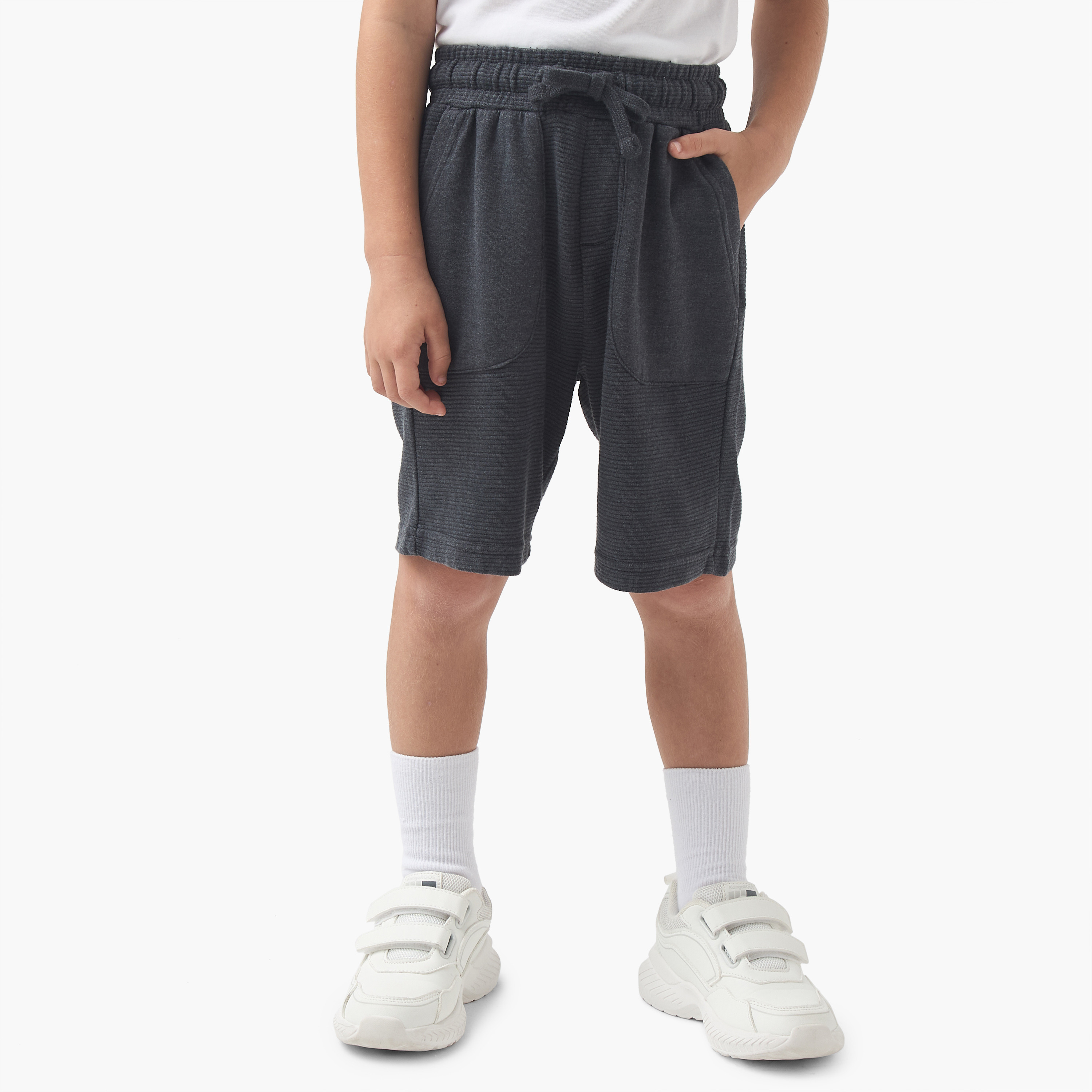 Juniors Solid Shorts with Drawstring Closure and Pockets-boys-clothing-bottoms-shorts-image-1