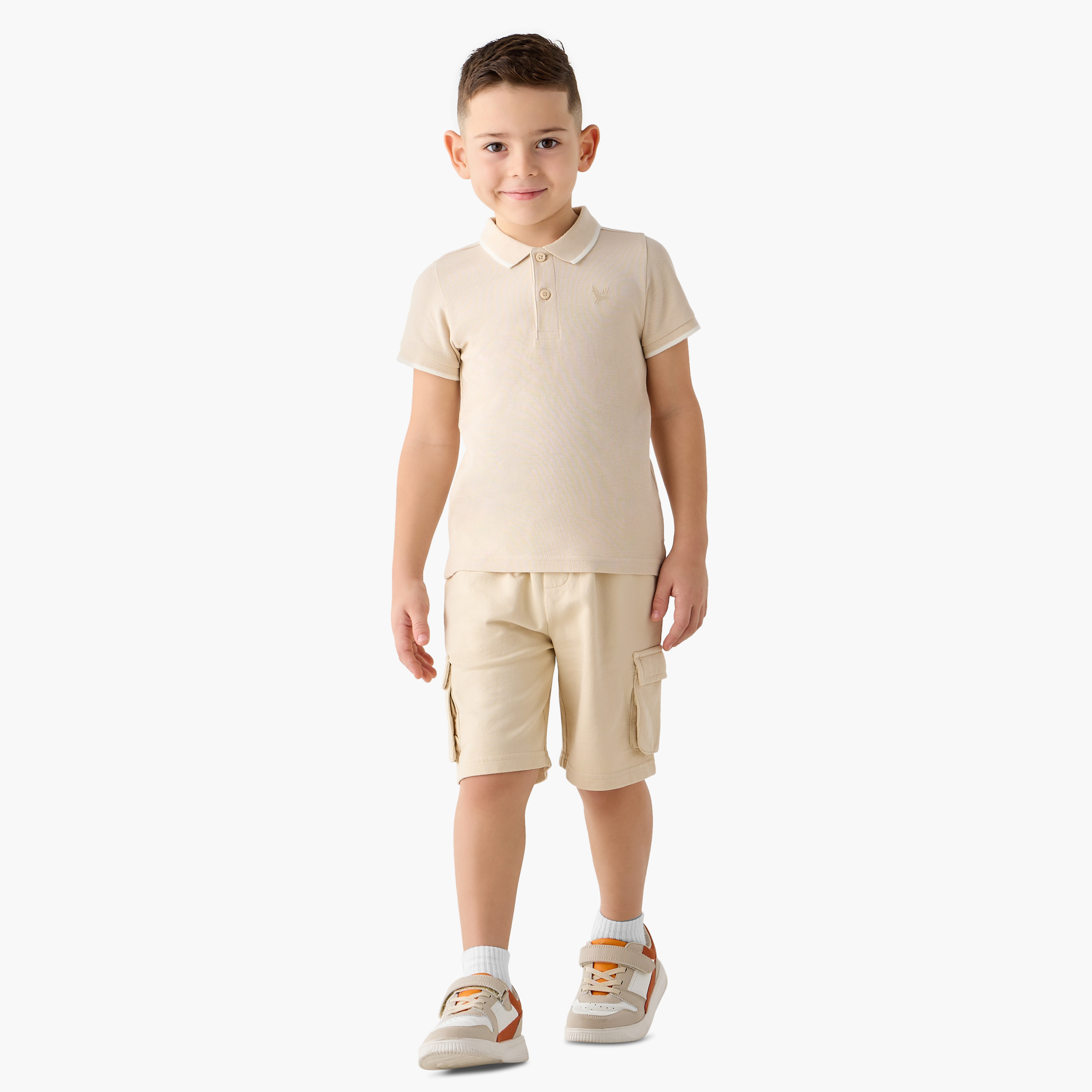 Juniors Solid Cargo Shorts with Elasticated Drawstring Closure-boys-clothing-bottoms-shorts-image-2