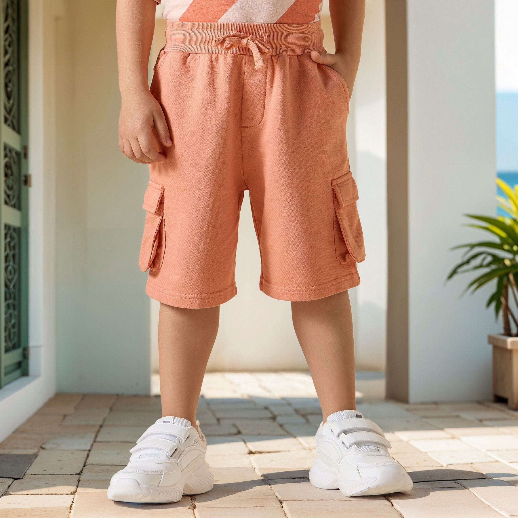 Juniors Solid Shorts with Drawstring Closure and Pockets-boys-clothing-bottoms-shorts-image-1