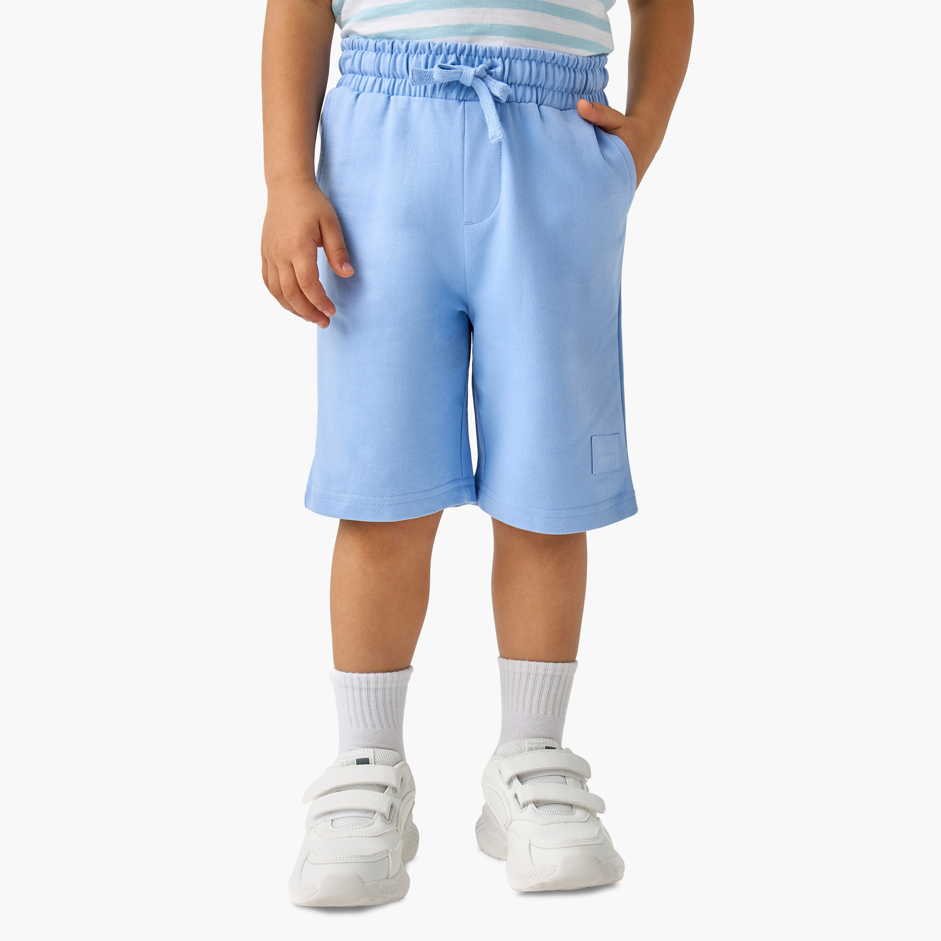 Juniors Typographic Applique Shorts with Drawstring Closure and Pockets-baby-boys-clothing-bottoms-shorts-image-1