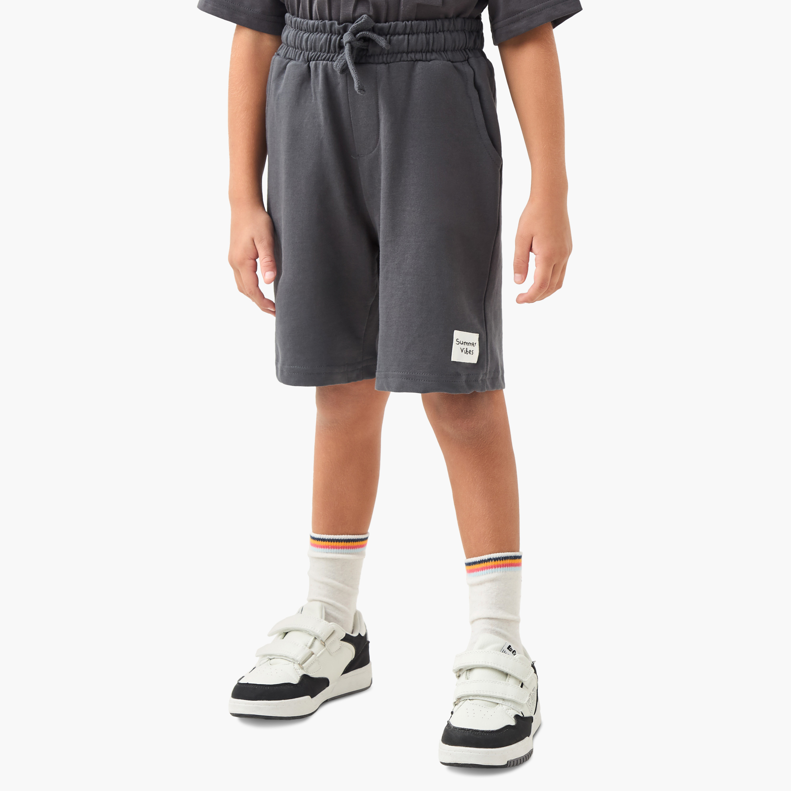 Juniors Solid Shorts with Drawstring Closure and Pockets-baby-boys-clothing-bottoms-shorts-image-1