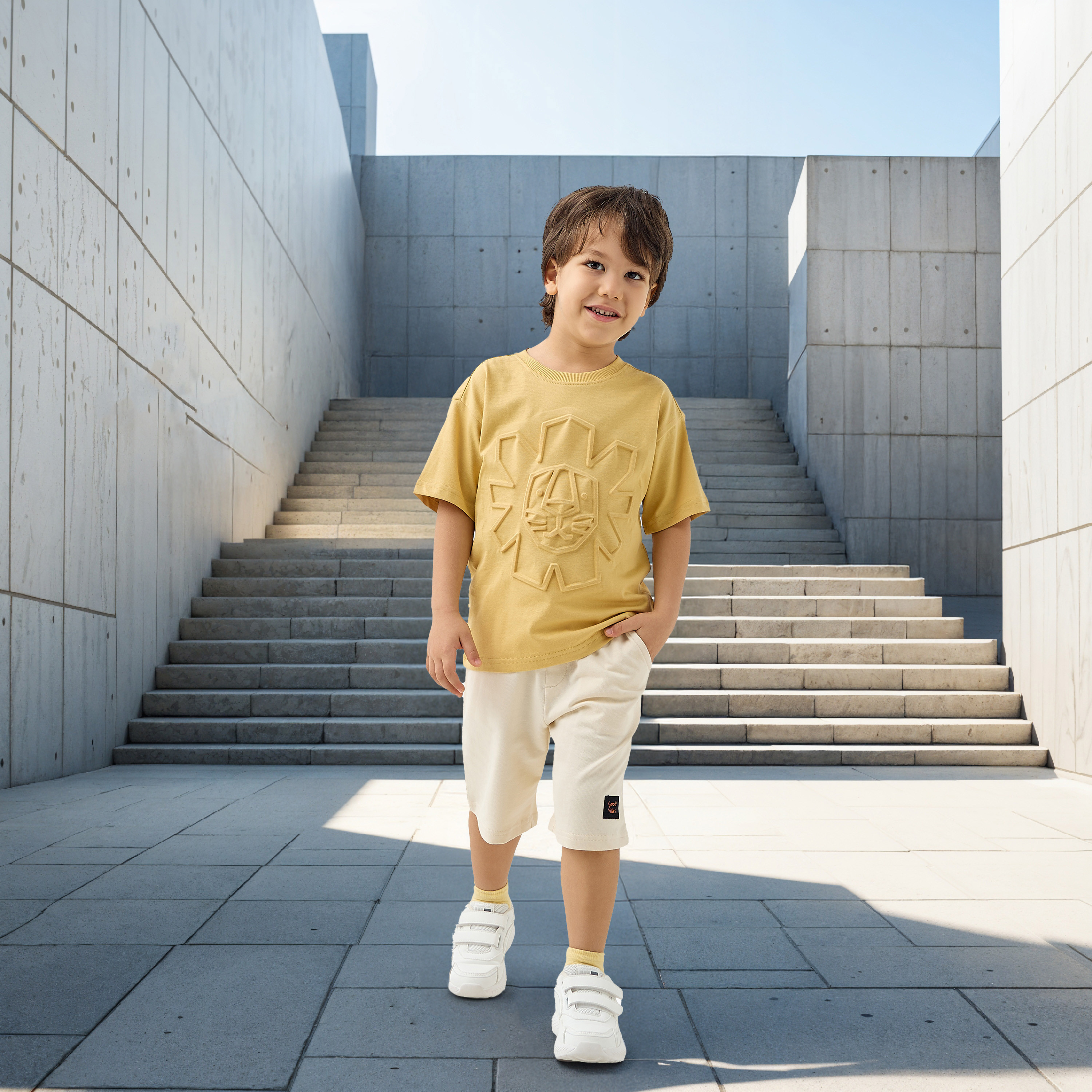 Juniors Slogan Applique Shorts with Drawstring Closure and Pockets-boys-clothing-bottoms-shorts-image-2