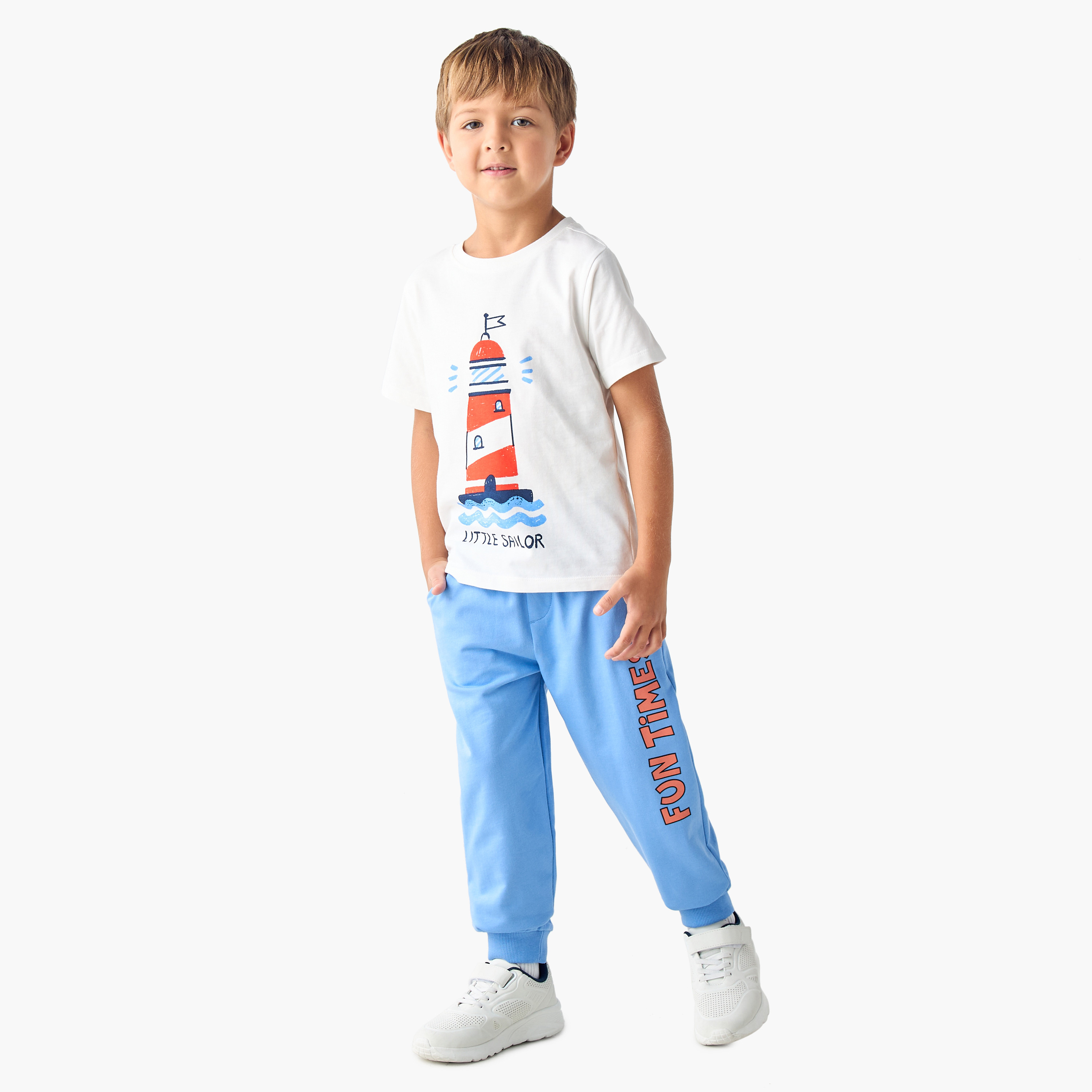 Juniors Slogan Print Jog Pants with Pockets and Elasticated Drawstring Closure-boys-clothing-bottoms-joggersandtrackpants-image-2